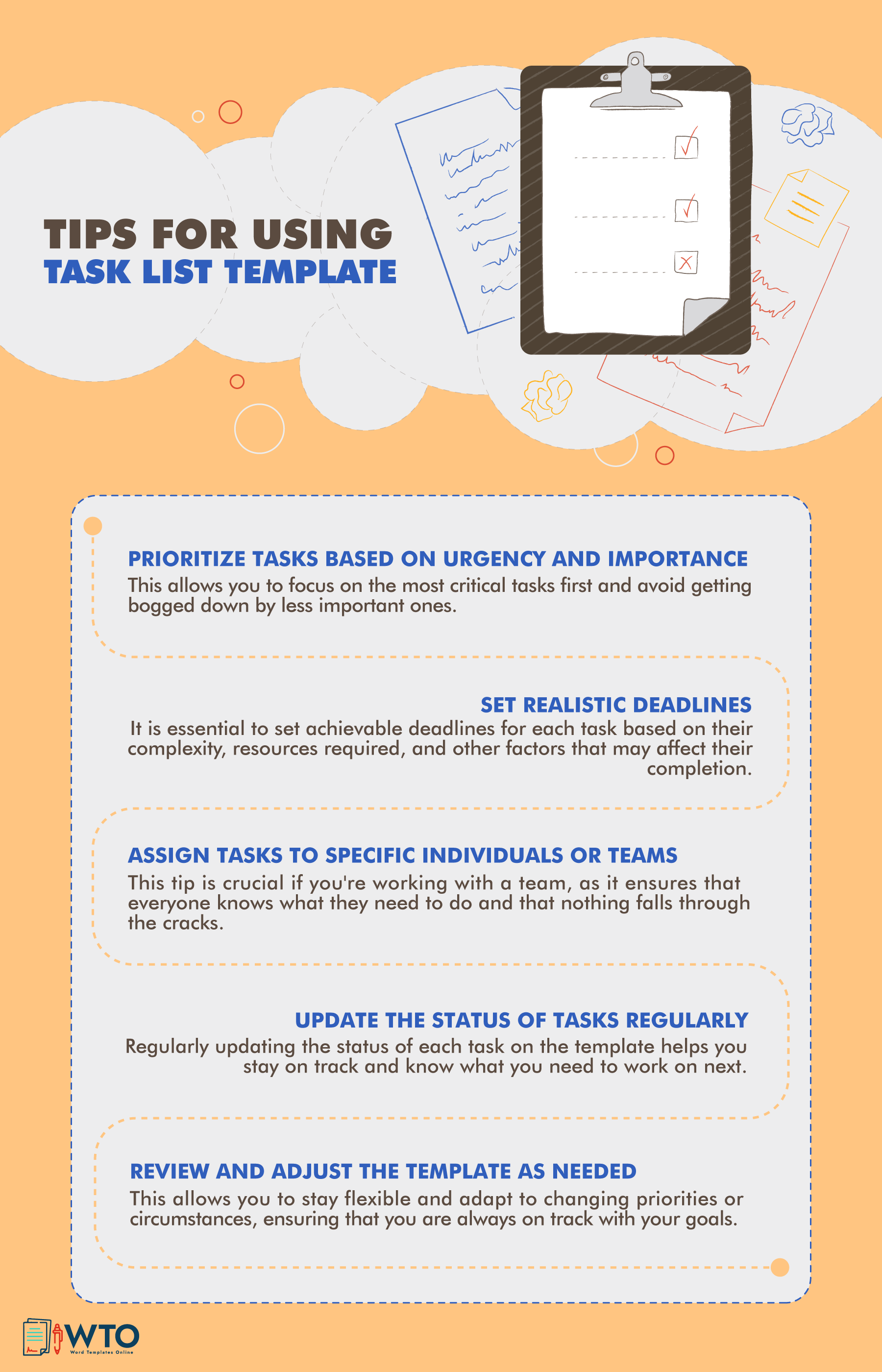 This infographic is about tips for using task list template.