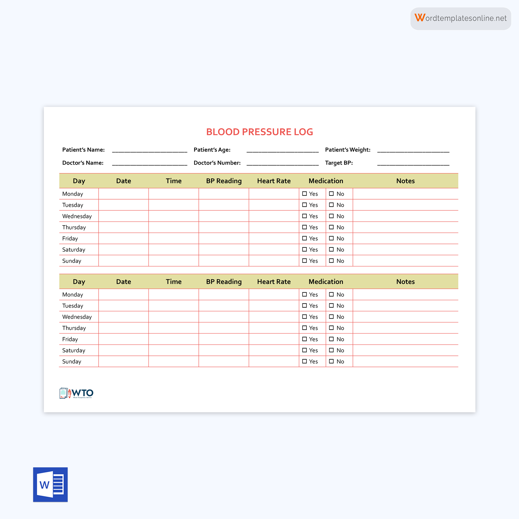 Monitor Your Health with Our Blood Pressure Log Template