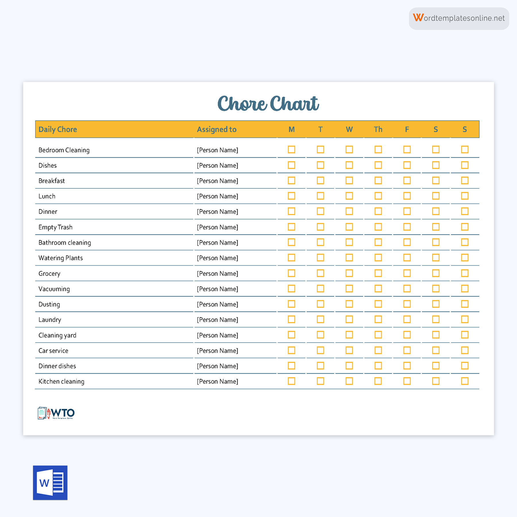 Personalized Chore Chart Sample: Organize Your Tasks