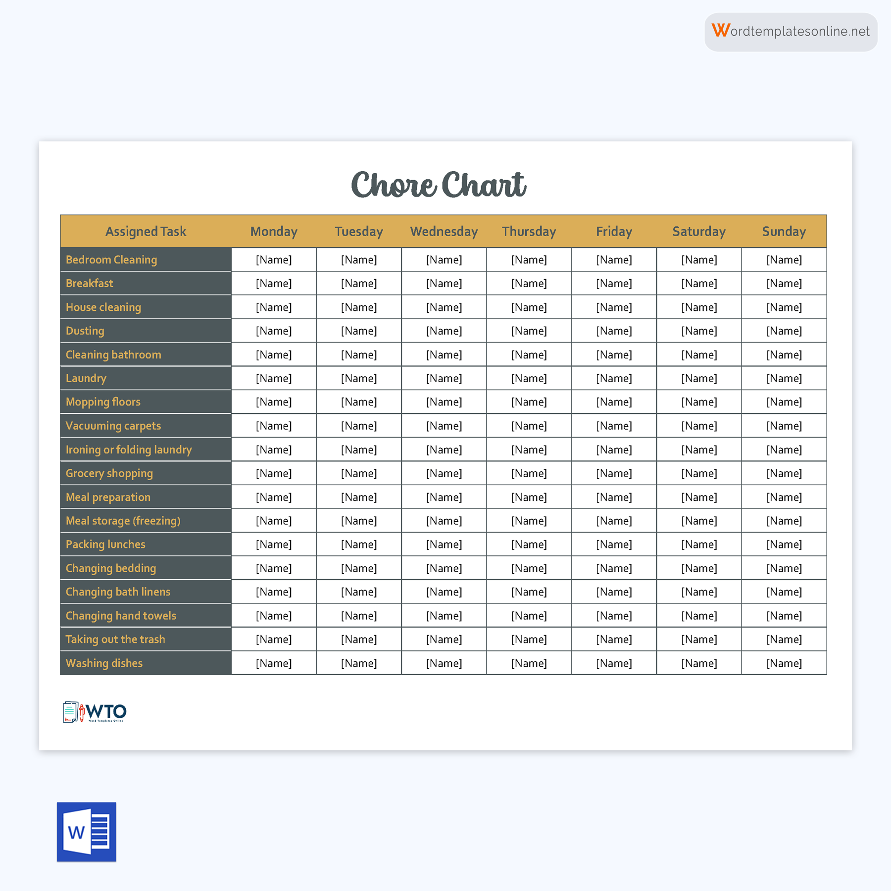 Editable Adult Chore Chart: Structure Your Responsibilities