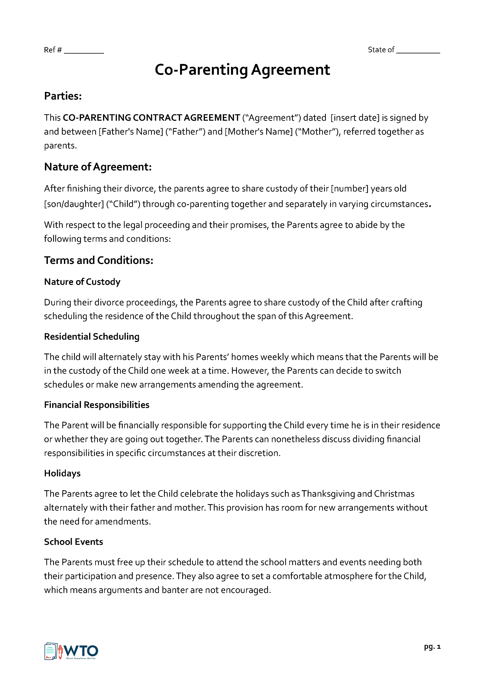 Free Co-Parenting Agreement Template