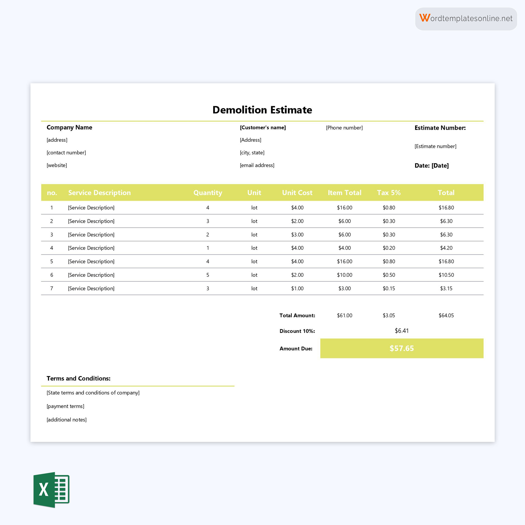 Download Free Demolition Estimate Format: Sample Template Available