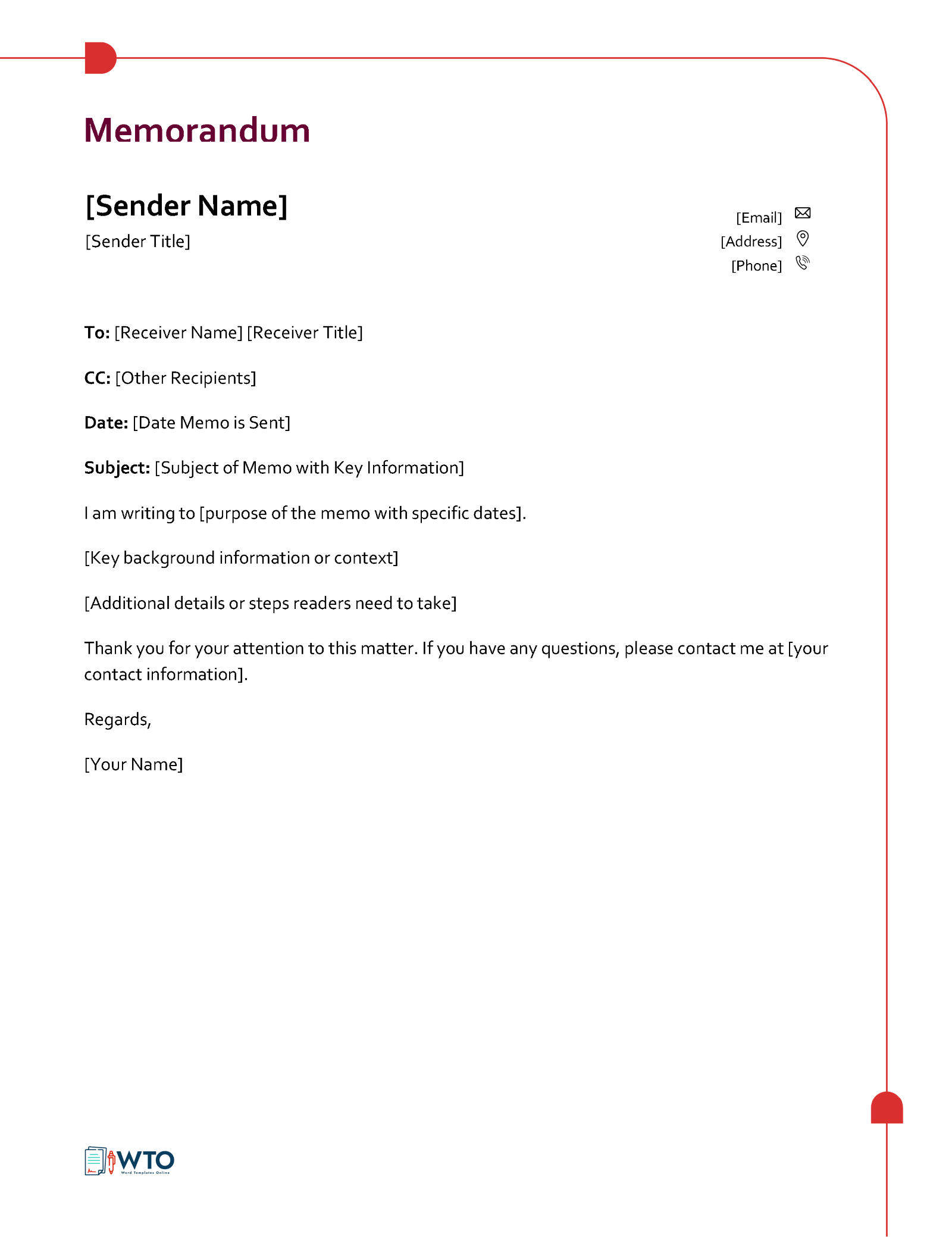 Fresh Printable Memorandum Template 04 in Word File