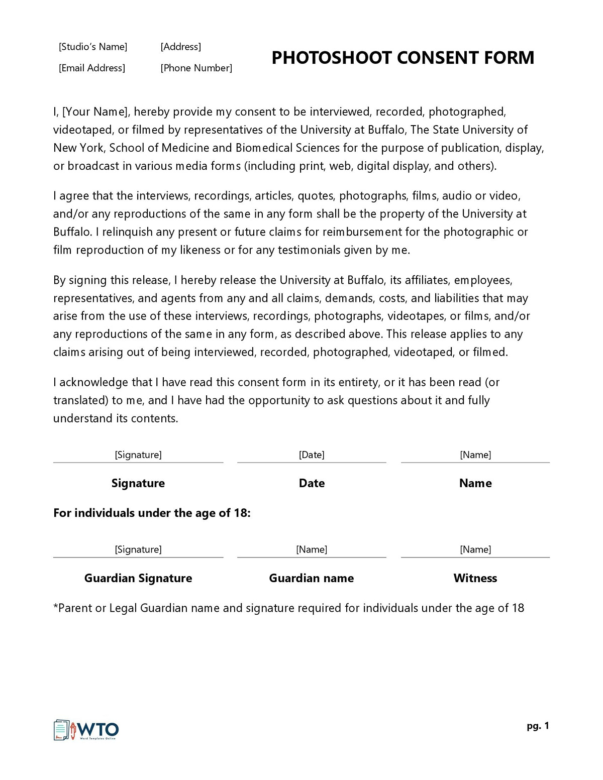 Downloadable Word Consent Form