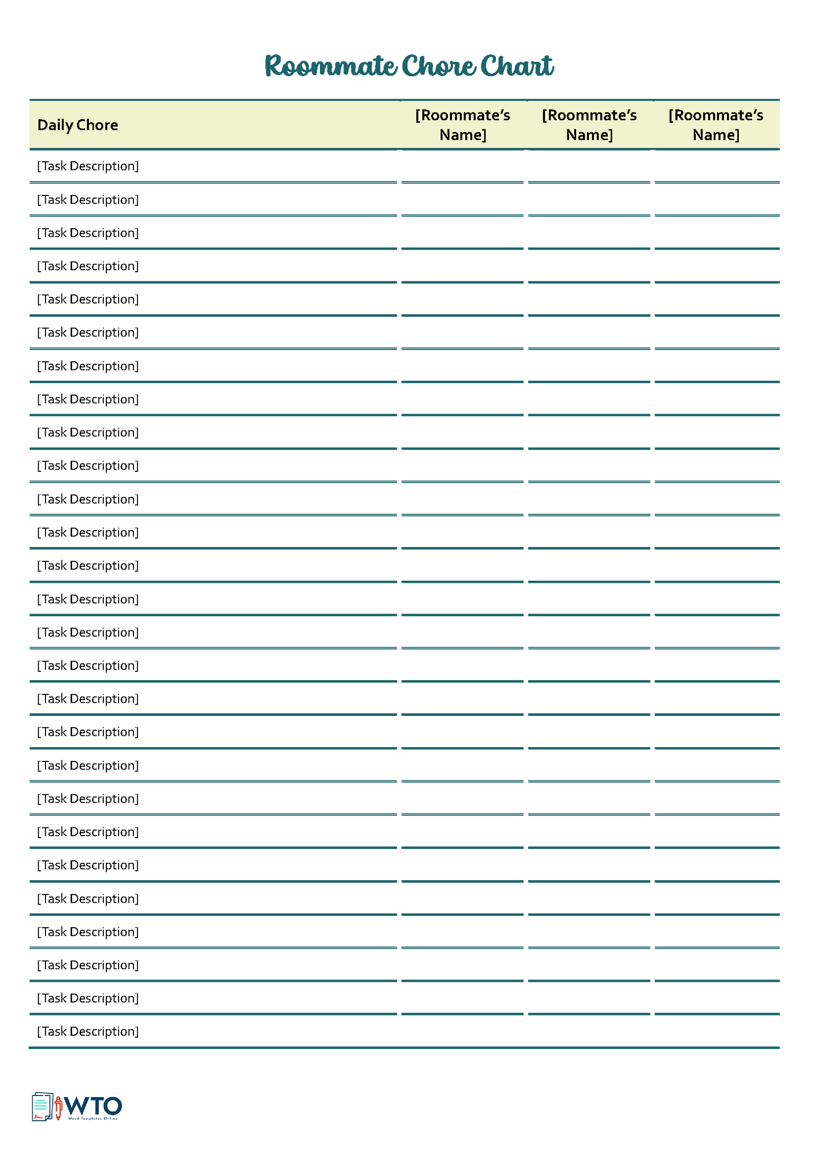 Sample Roommate Chore Chart: Collaborative Task Management