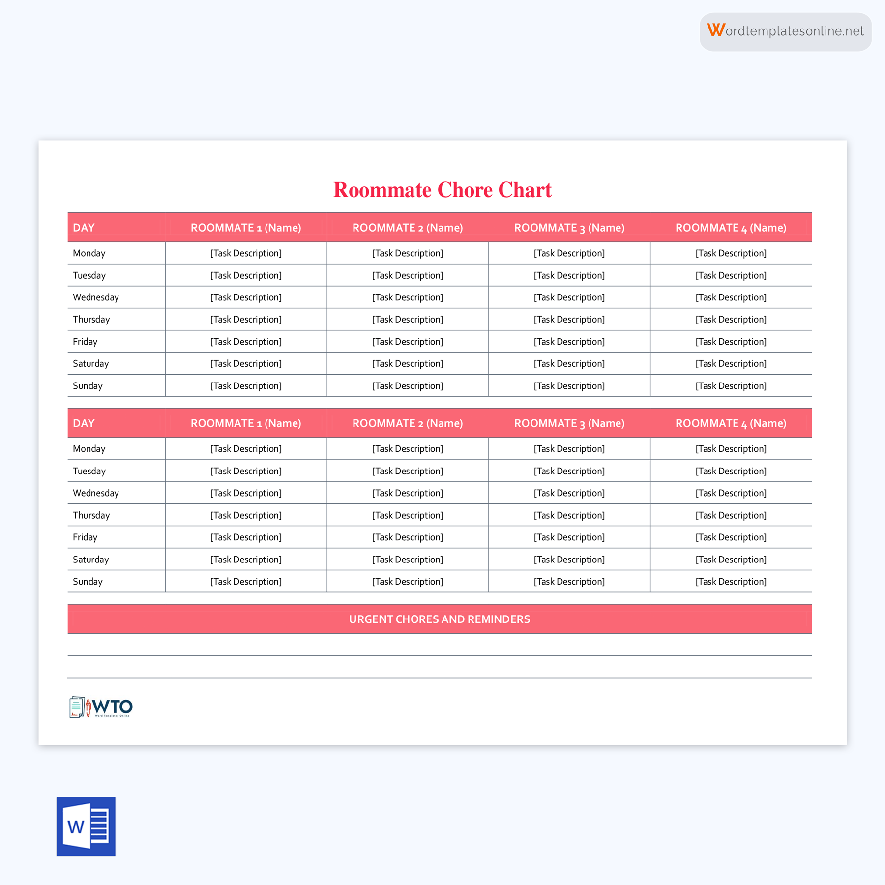 Stay on Top of Chores with Our Roommate Chore Chart Template
