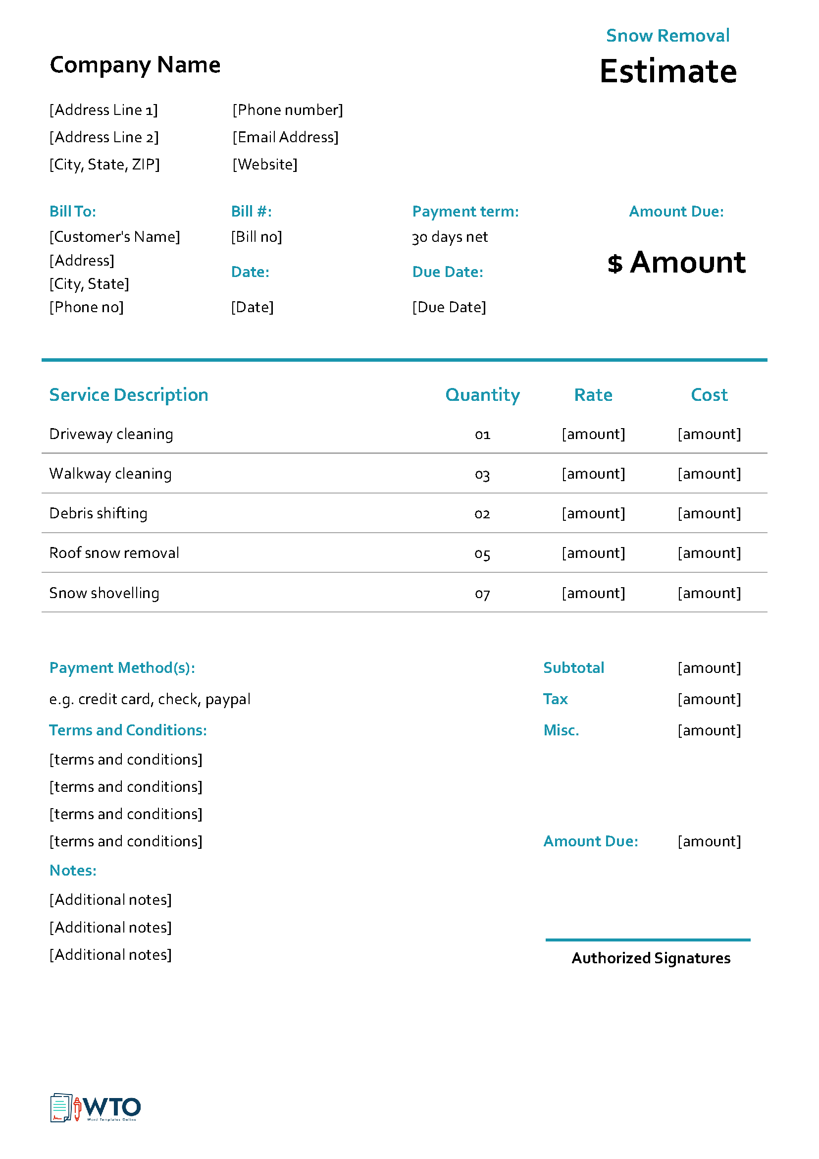 Free Snow Removal Estimate Template: Get Your Sample and Example Format