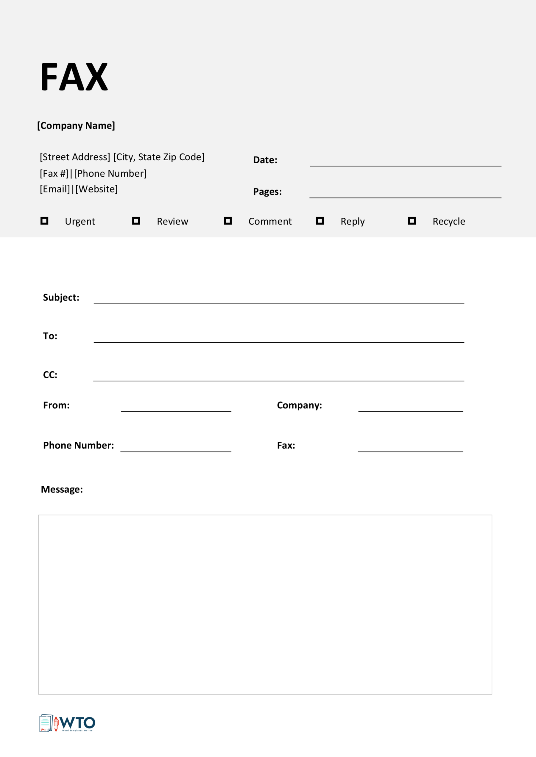 Printable Fax Cover Sheet Example
