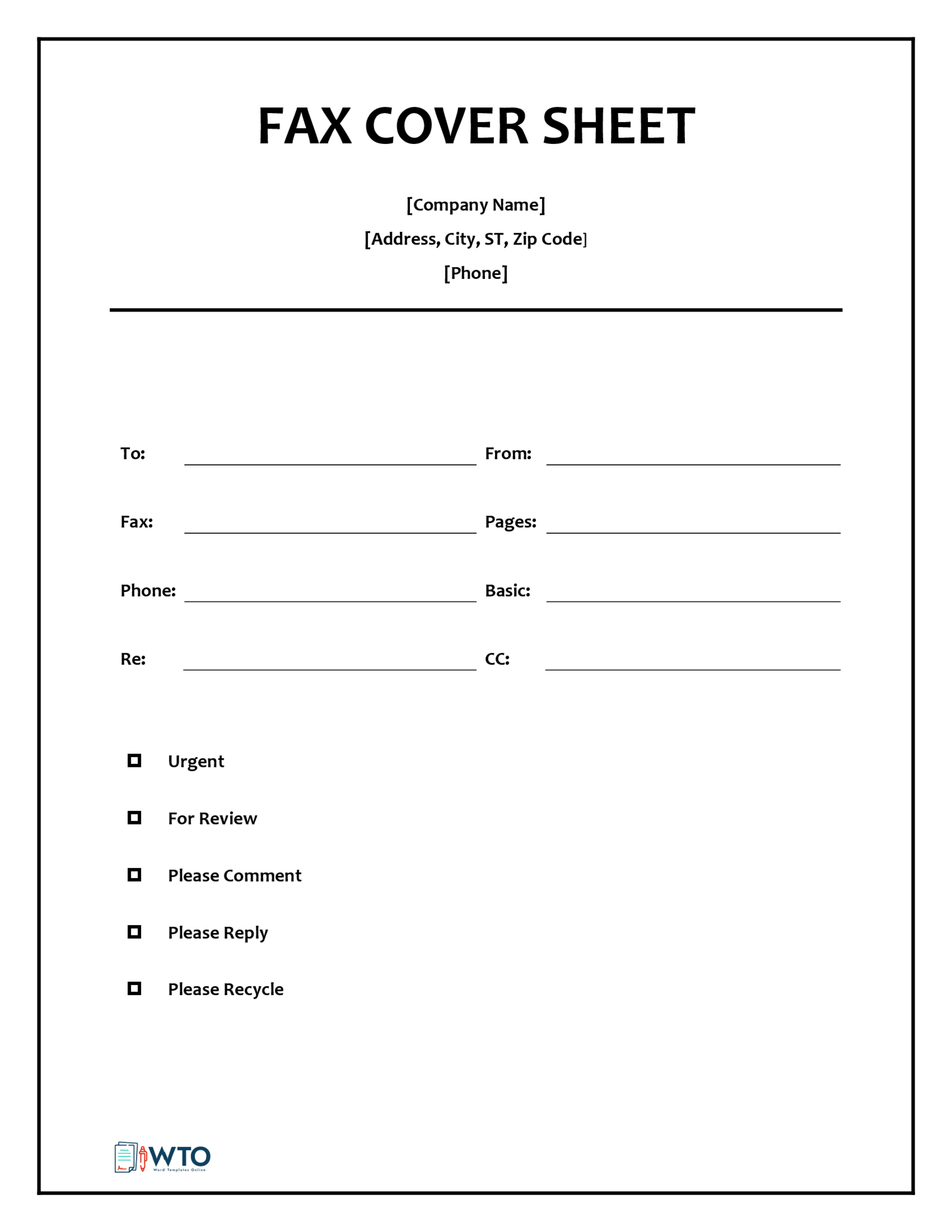 Download Free Fax Cover Sheet Template