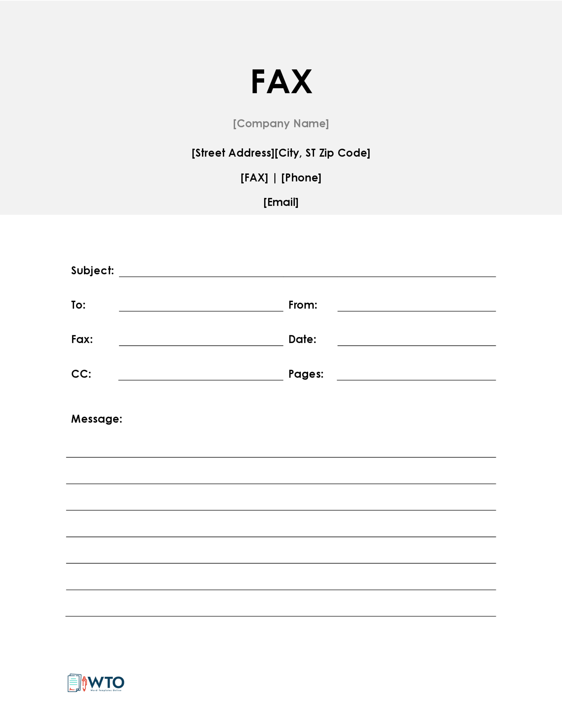Printable Fax Cover Sheet Layout