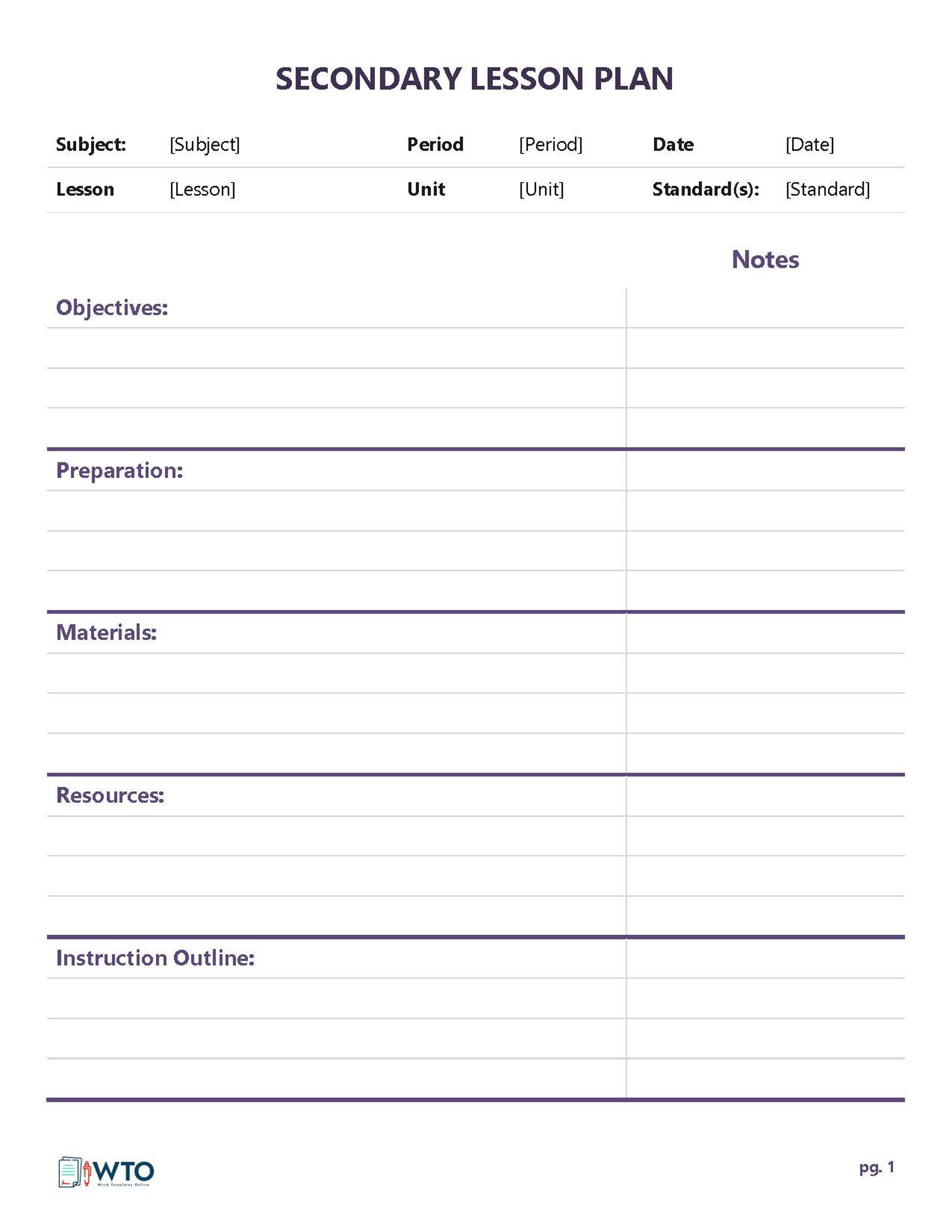 Editable Lesson Plan Template in Word