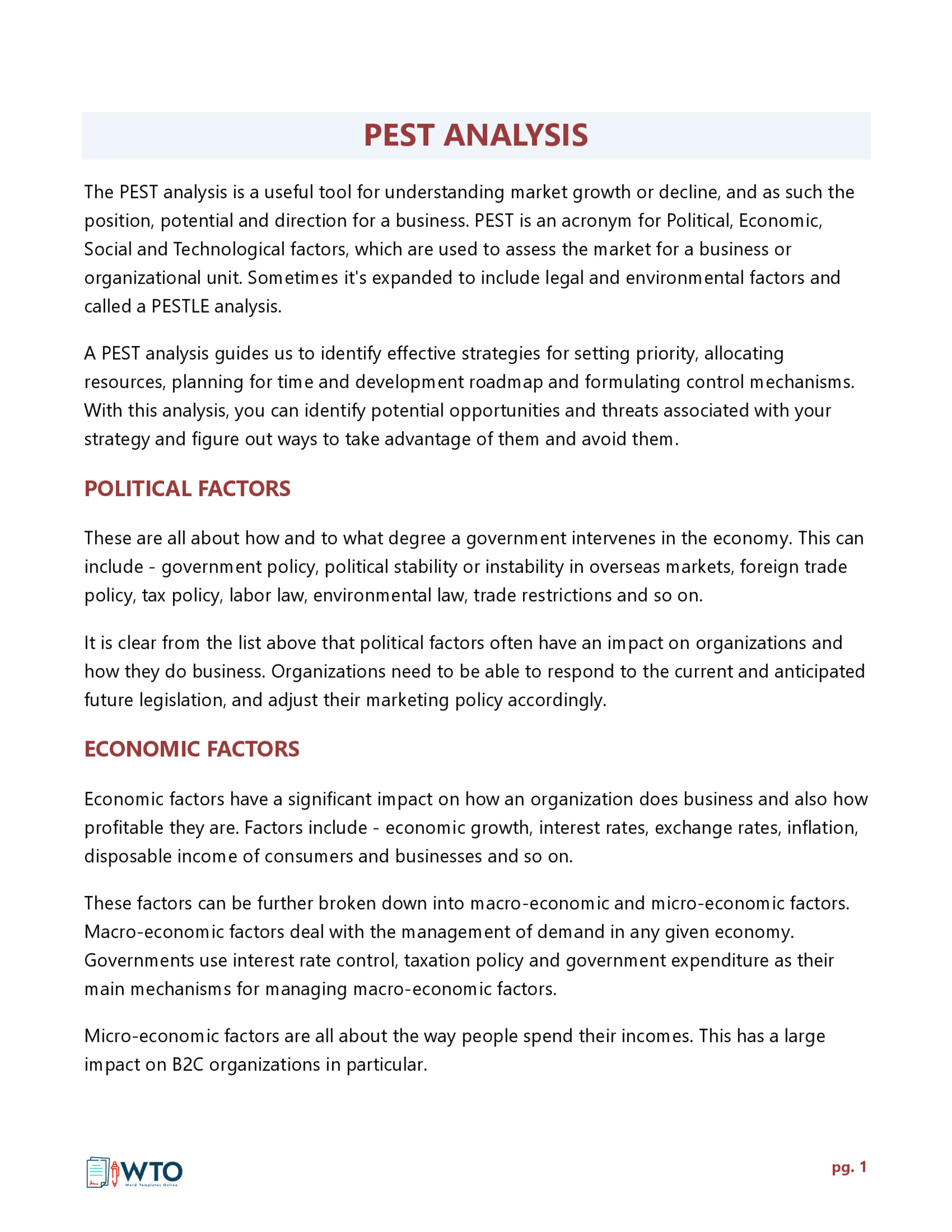 PEST Analysis Template 06 - Customizable - Word