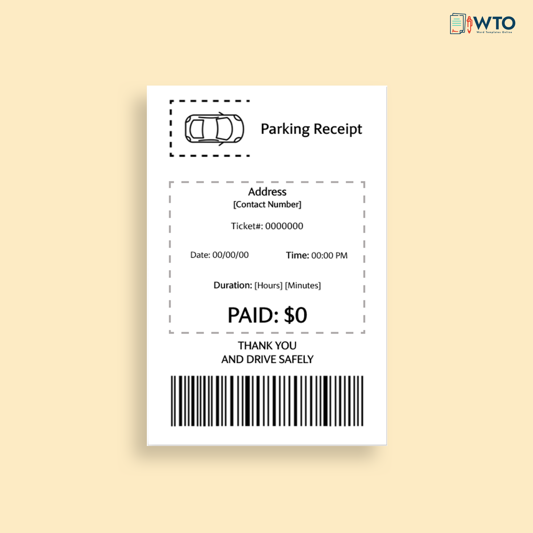 Printable Parking Receipt Format