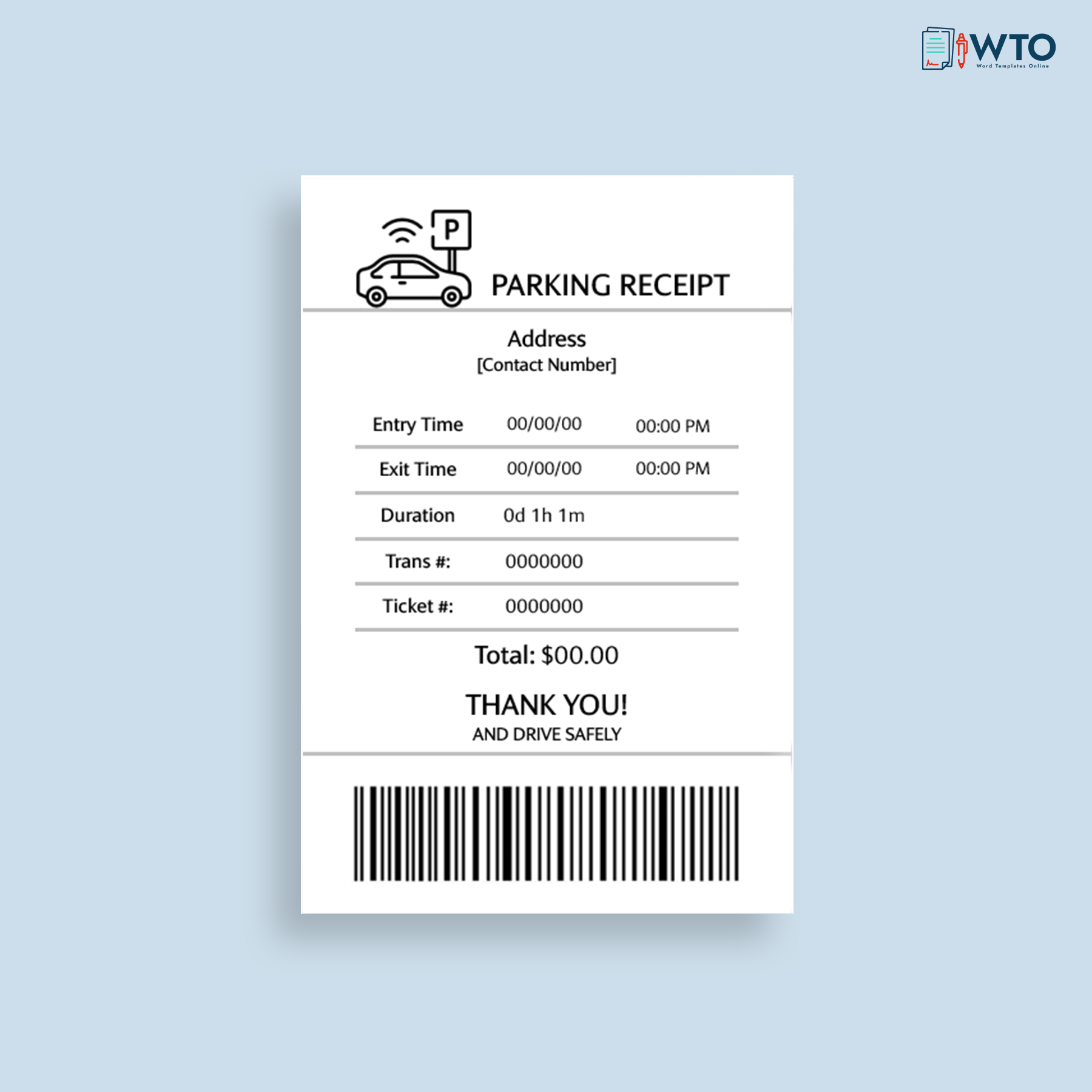 Customizable Parking Receipt Example