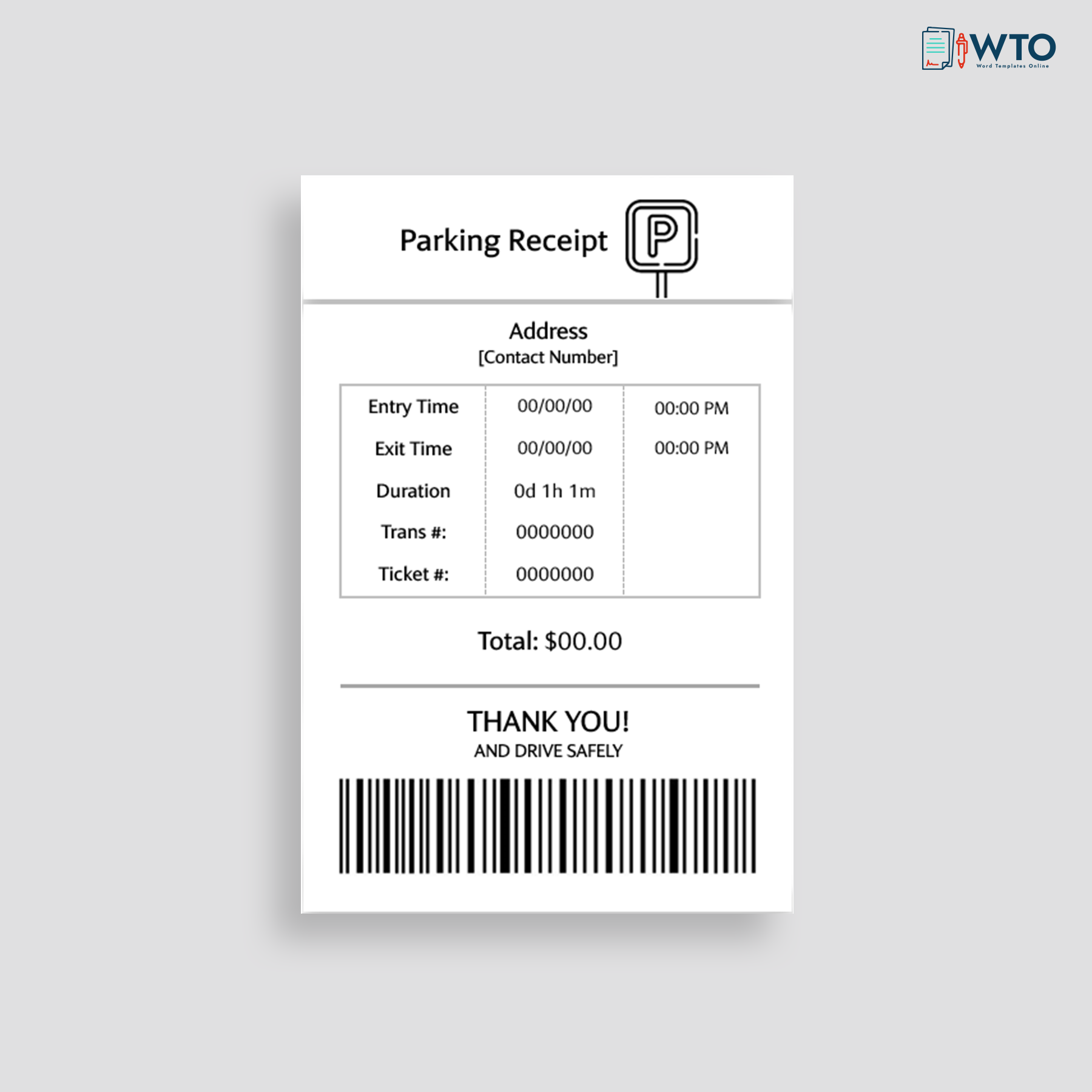 Sample Parking Receipt Format