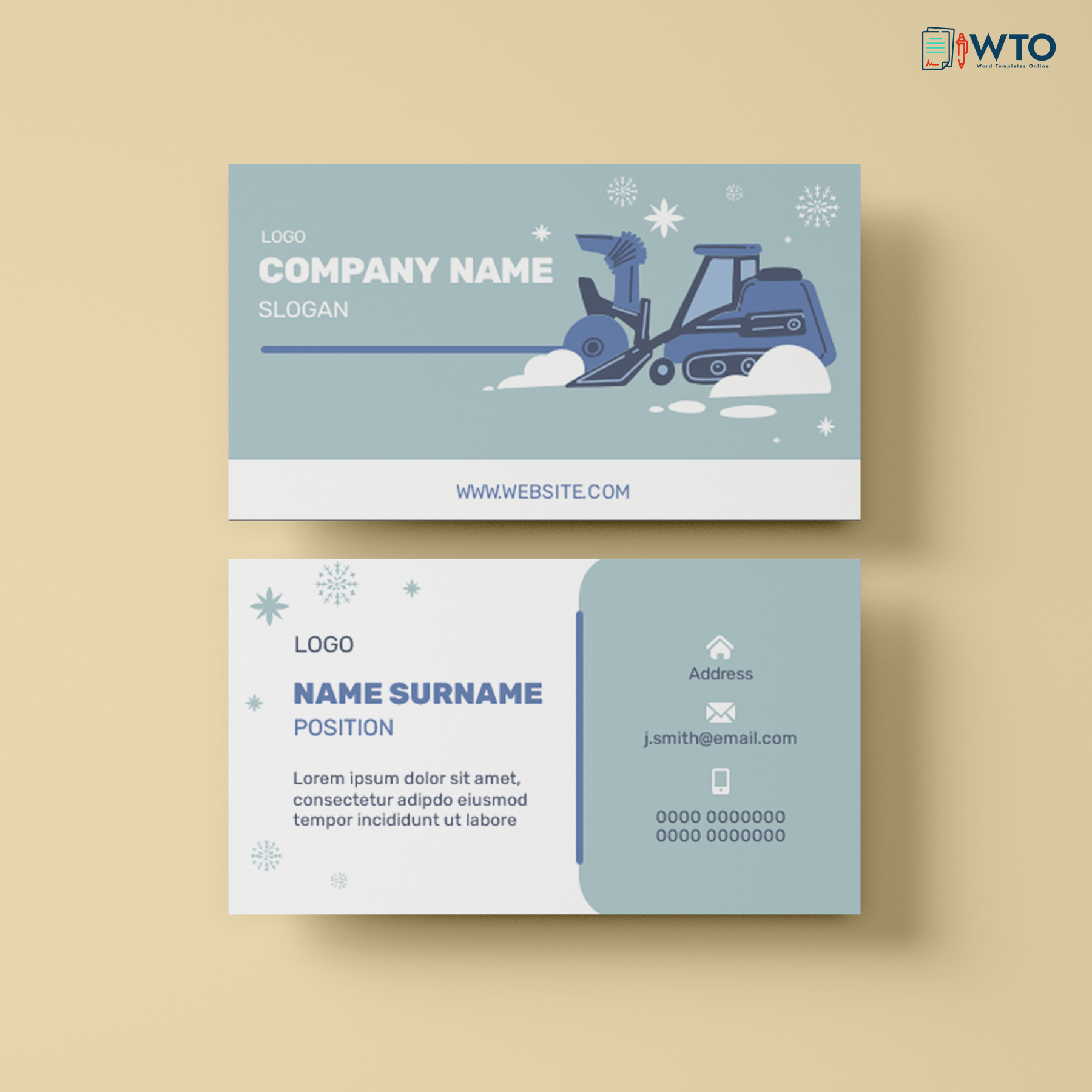 Word Snow Removal Business Card Design