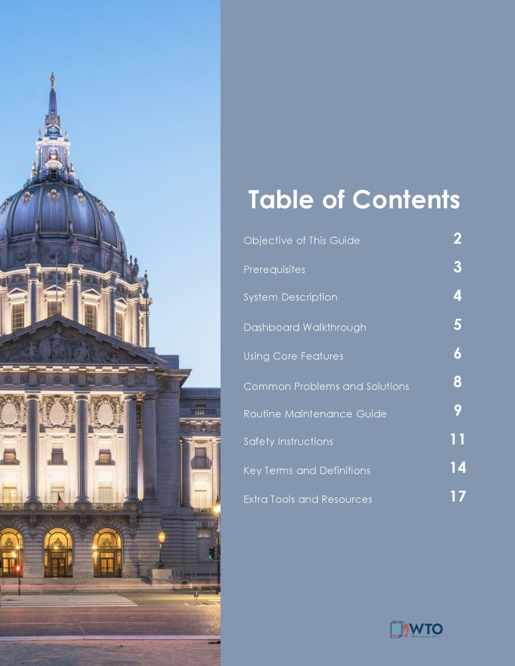 Free Table of Contents Template Example