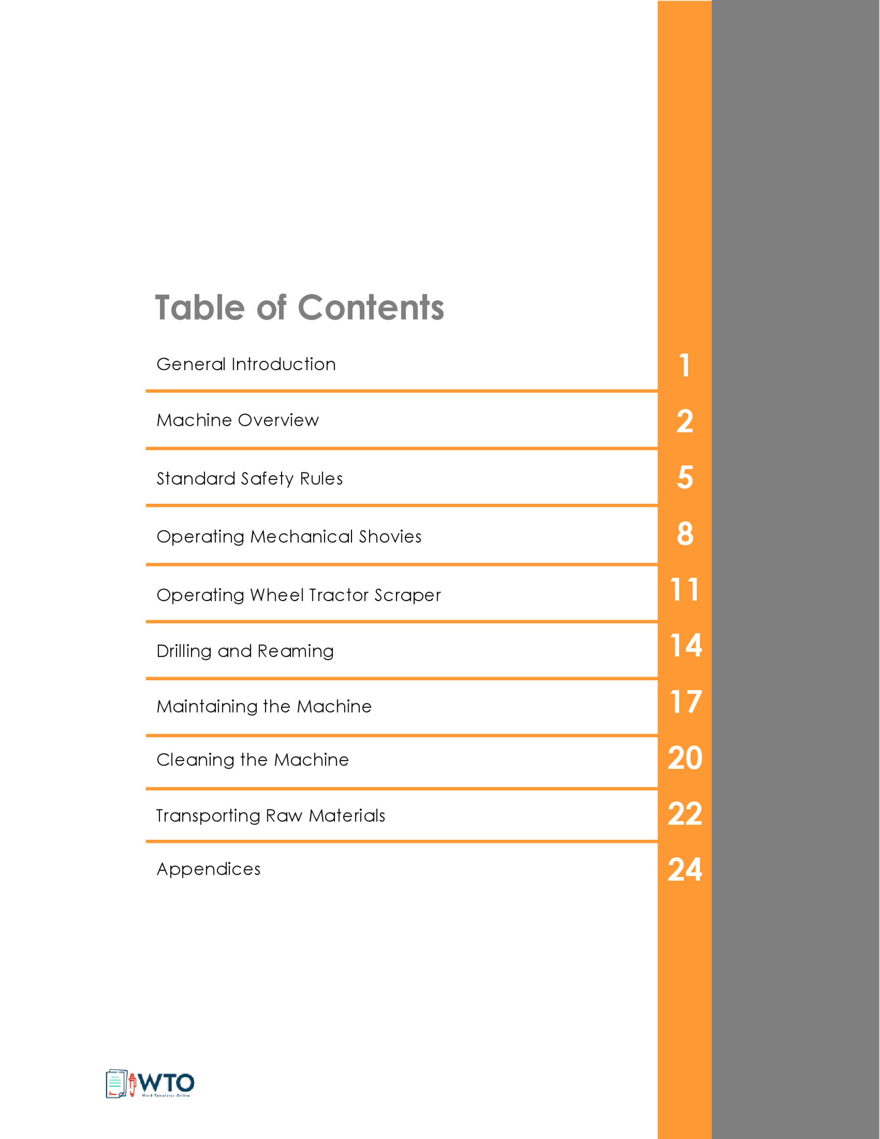 Customizable Table of Contents Example