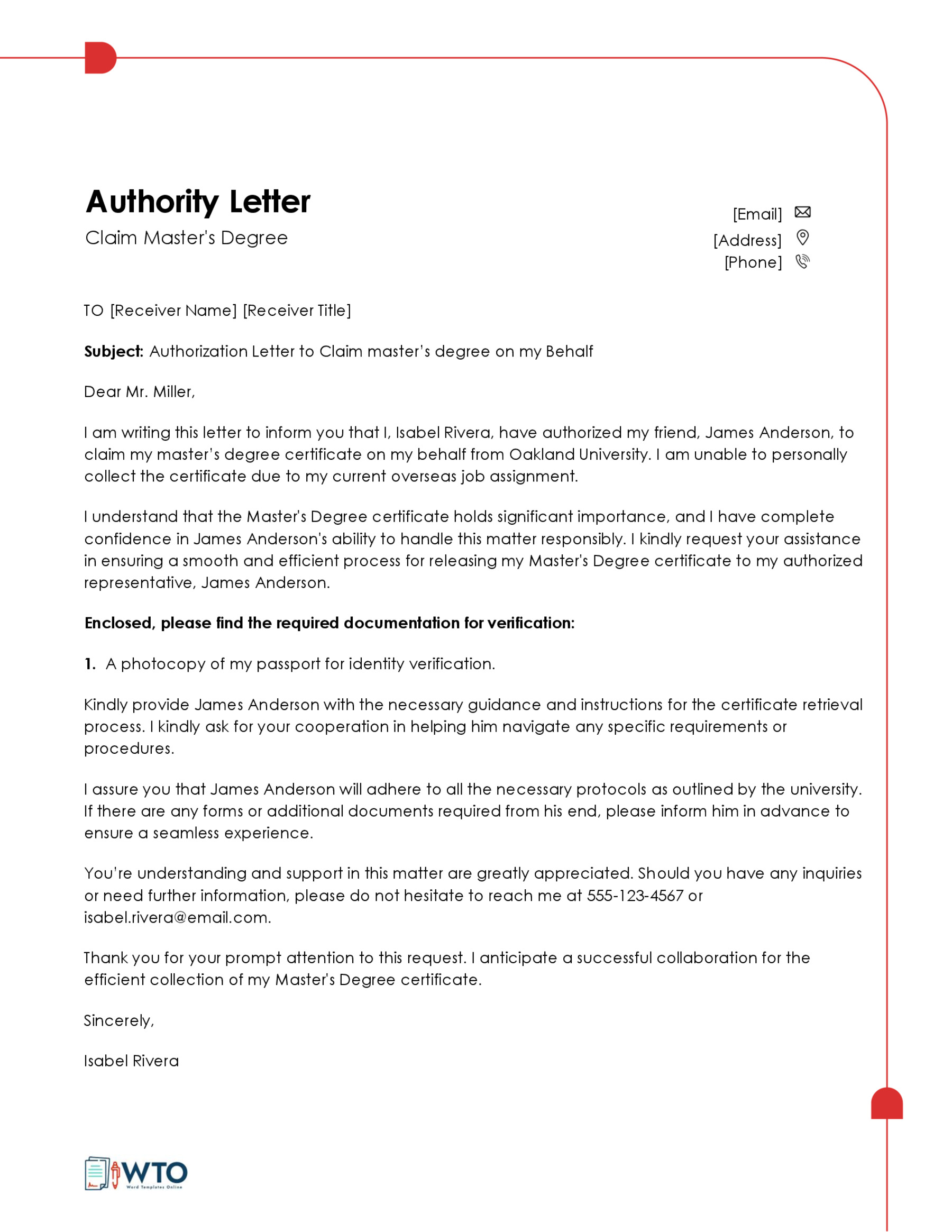Sample Authorization Letter to Claim-Free Download