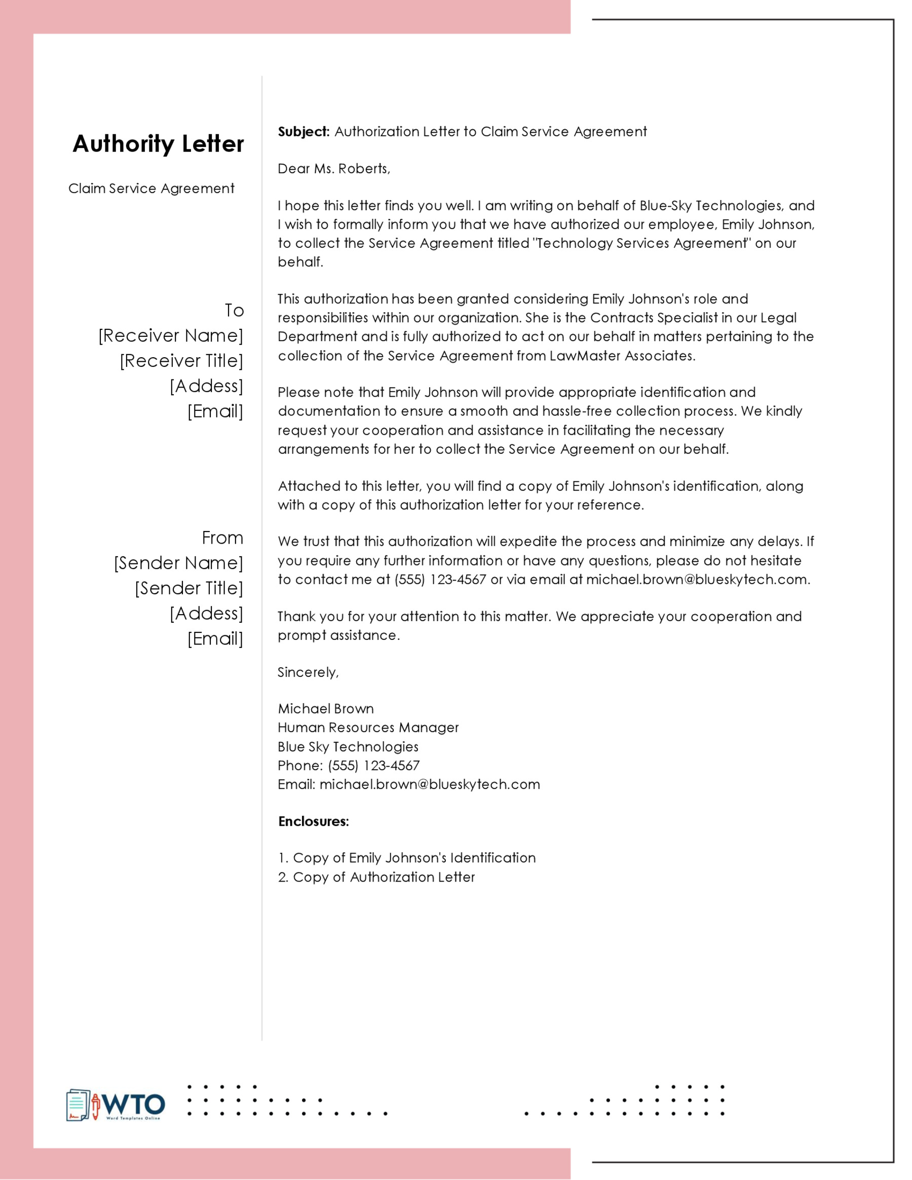 Sample Authorization Letter to Claim-Ms word Format