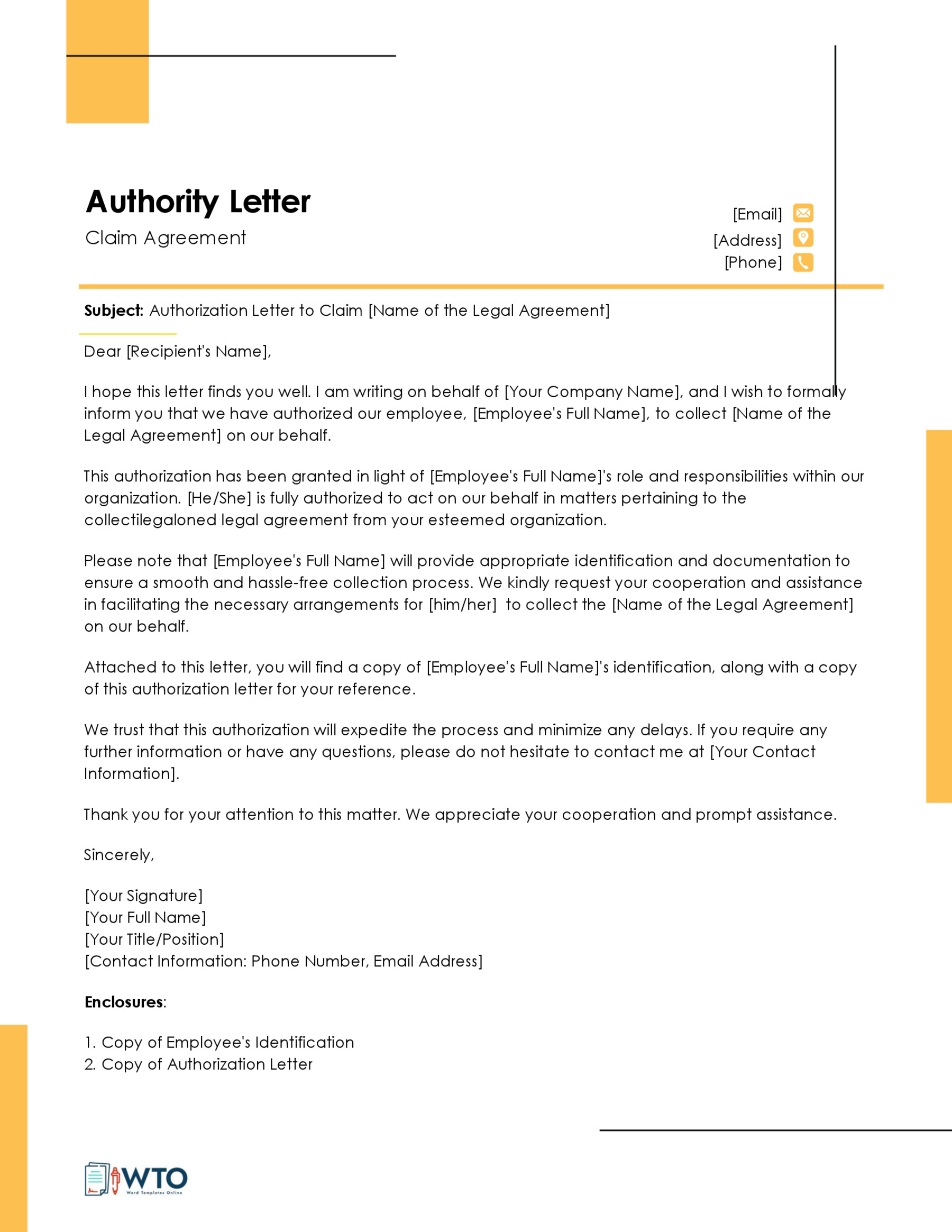 Authorization Letter to Claim Template-Downloadable word format