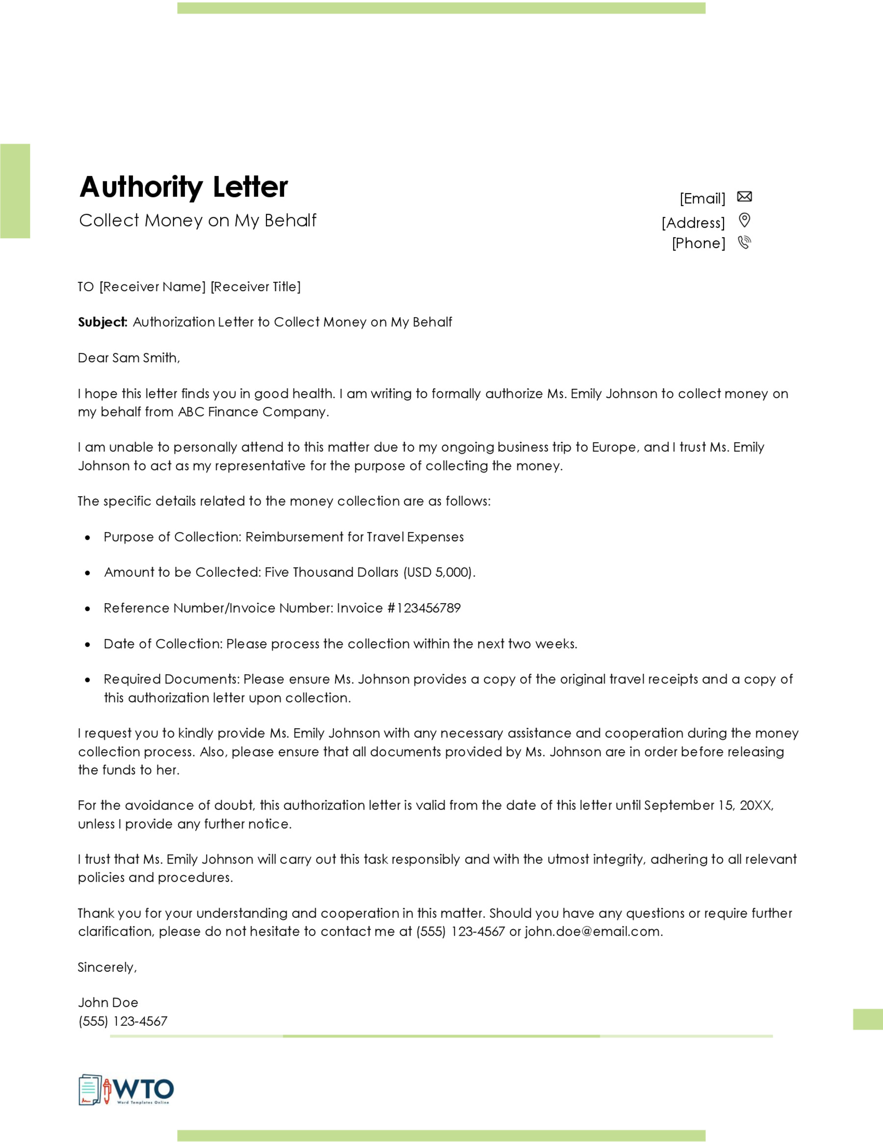 Download Free Authorization Letter in Word Format