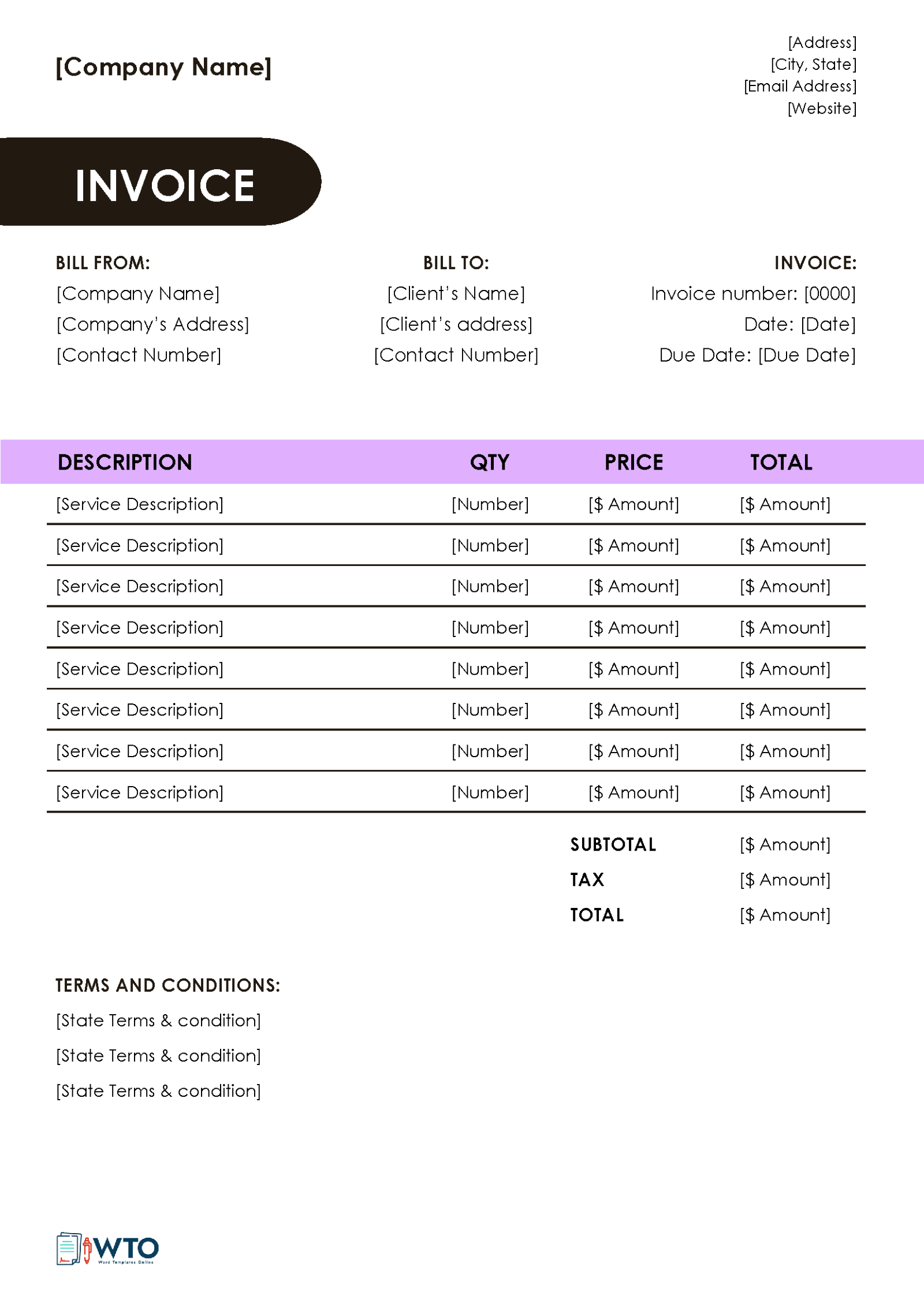 Invoice for Construction Work - Template Included