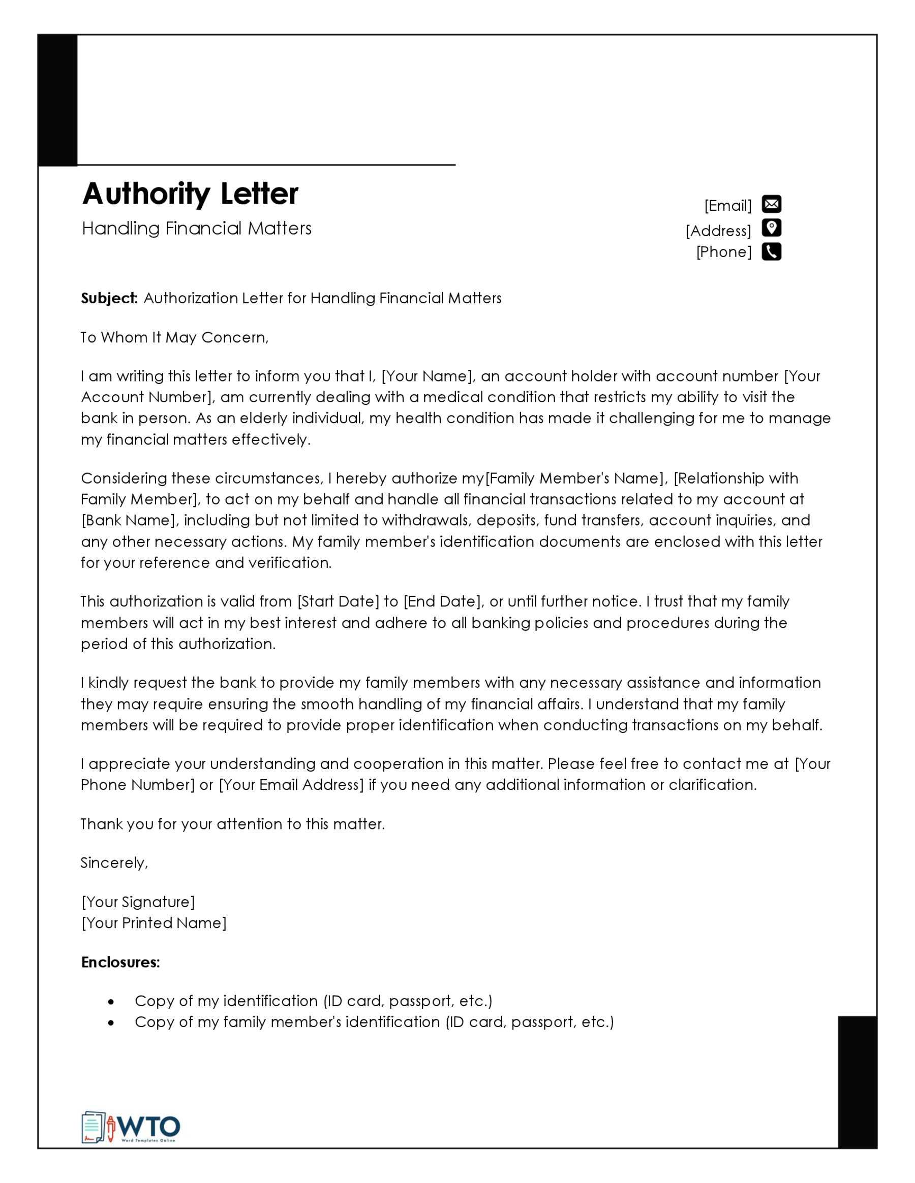 Authorization Letter for Bank Template-Word Format