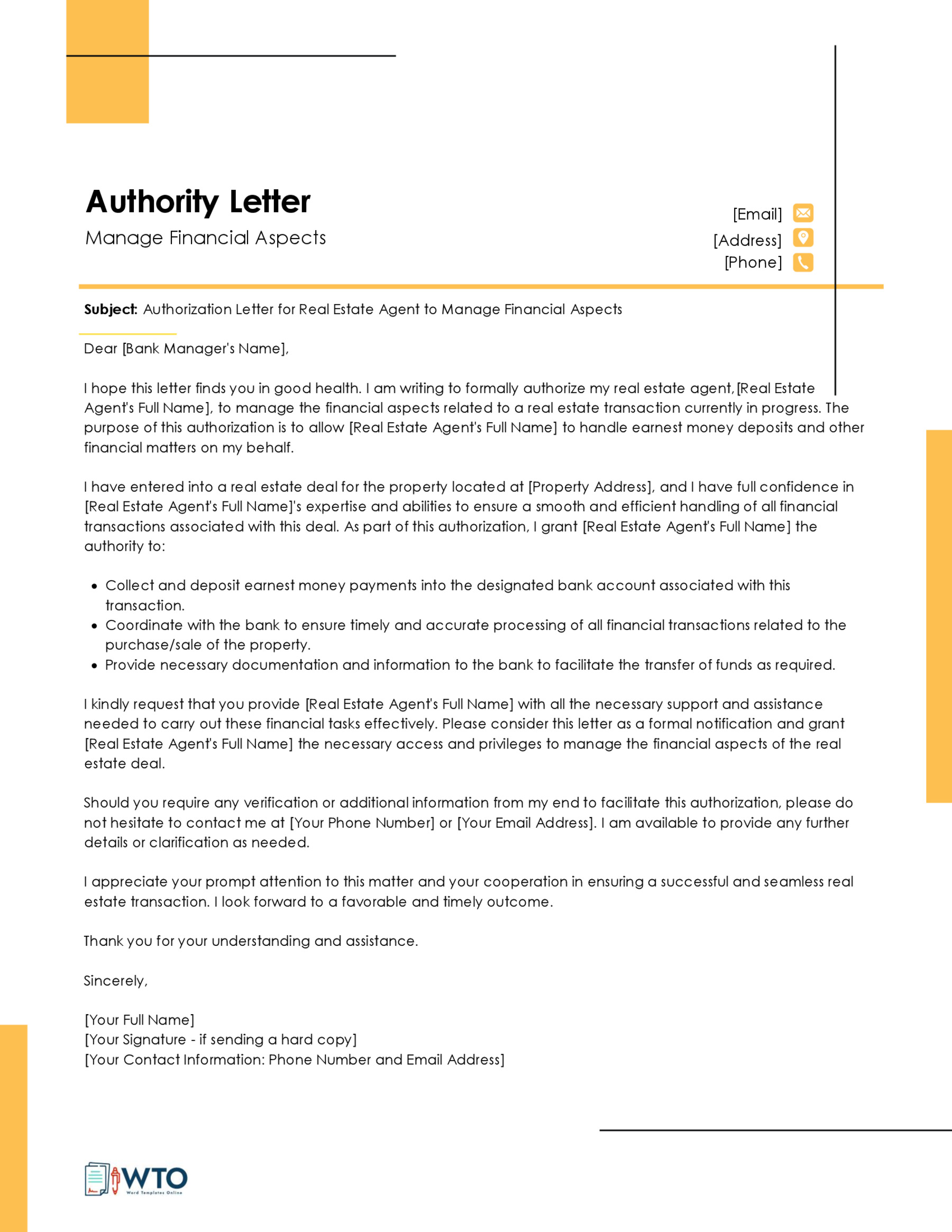 Authorization Letter for Bank Template-Ms word Format