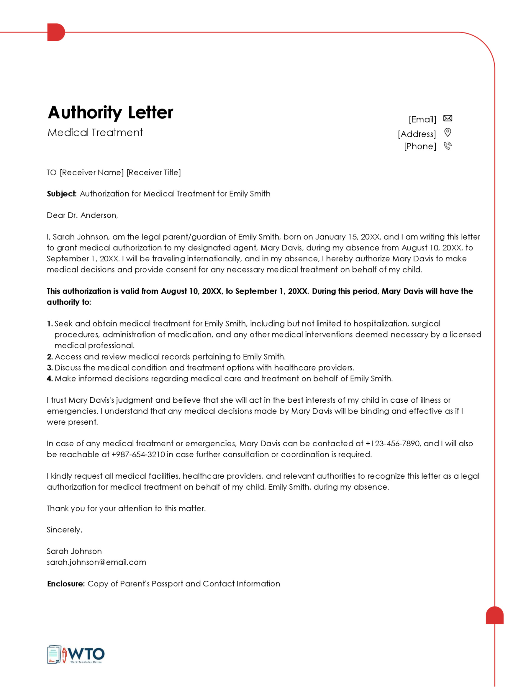 Sample Permission Medical Authorization Letter- Free download