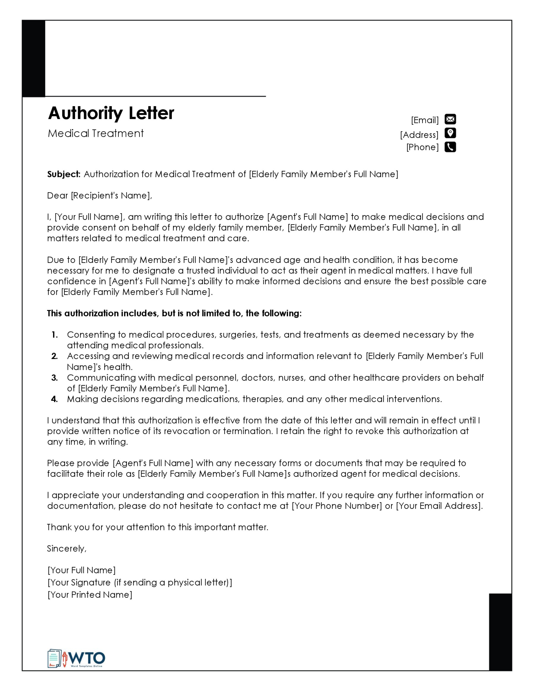 Template Permission Medical Authorization Letter-Free Download