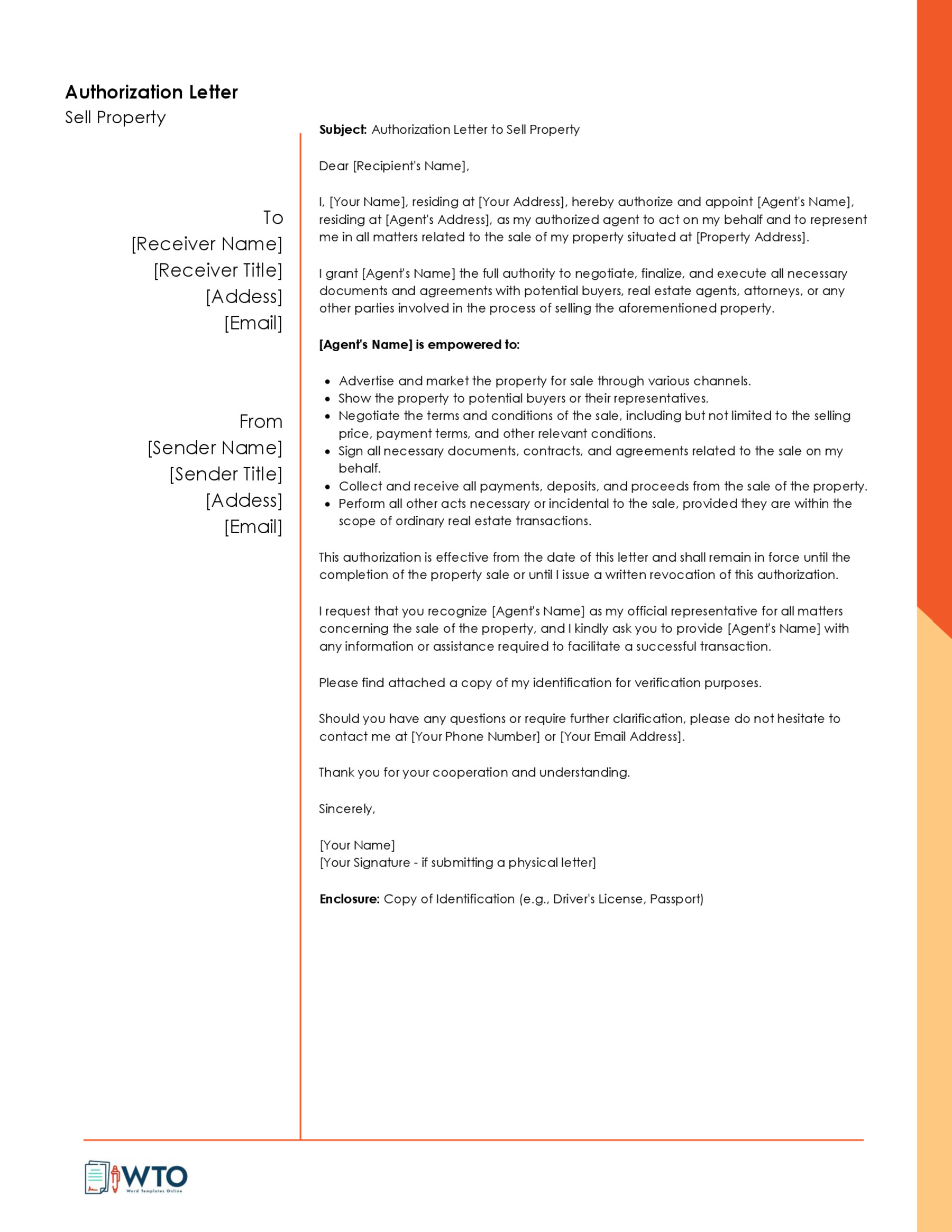 Letter to Sell Property Template Free download