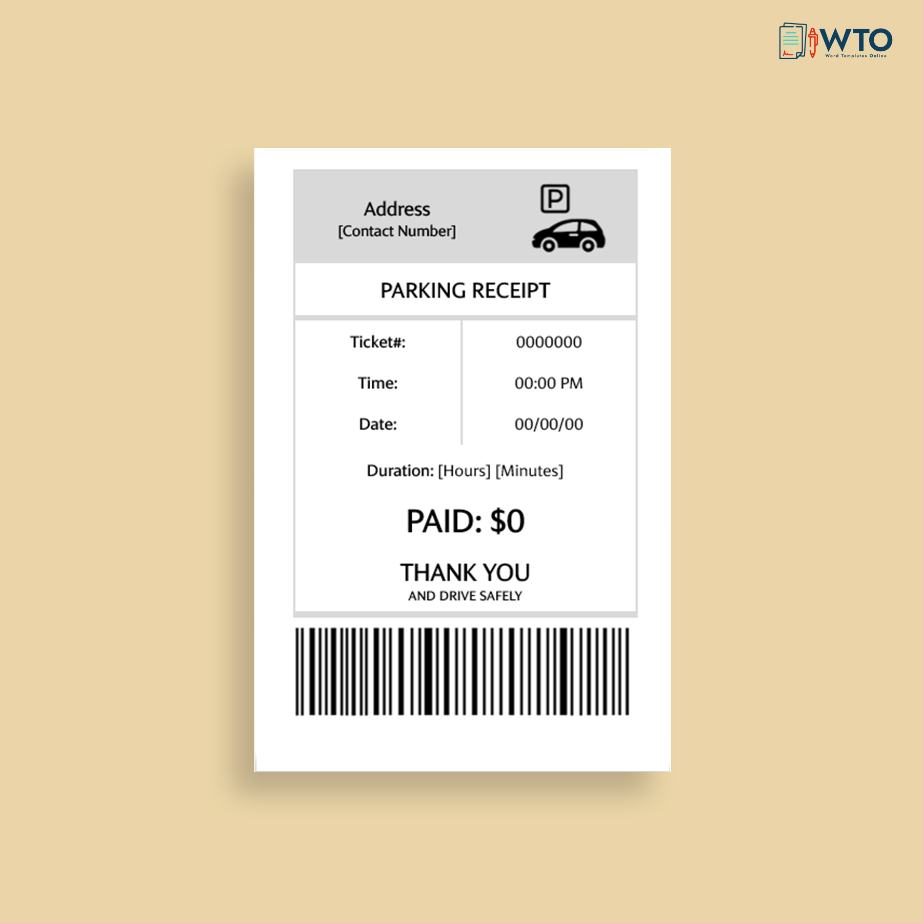 Editable Parking Receipt Layout