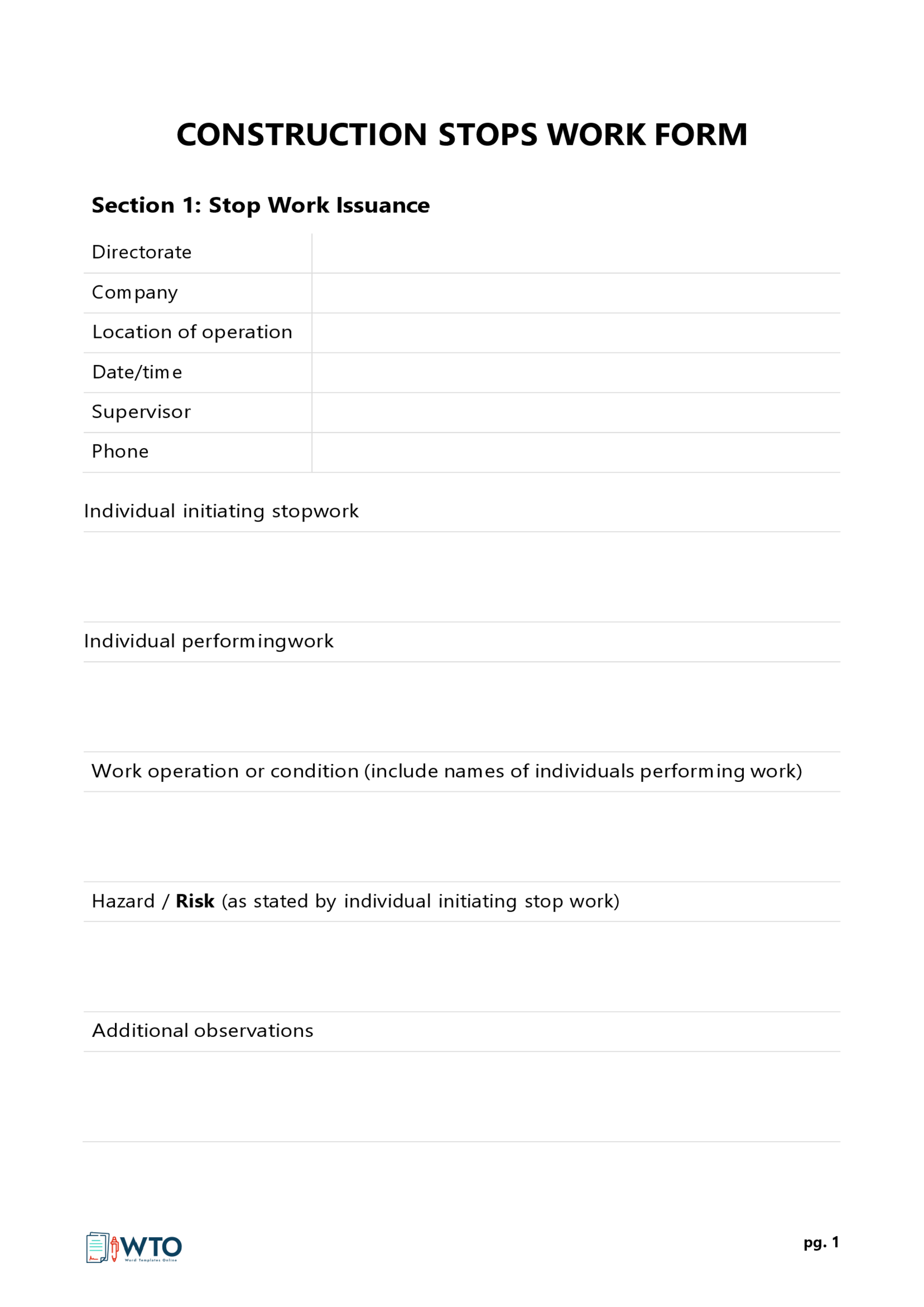 Stop Work Order Template for Free