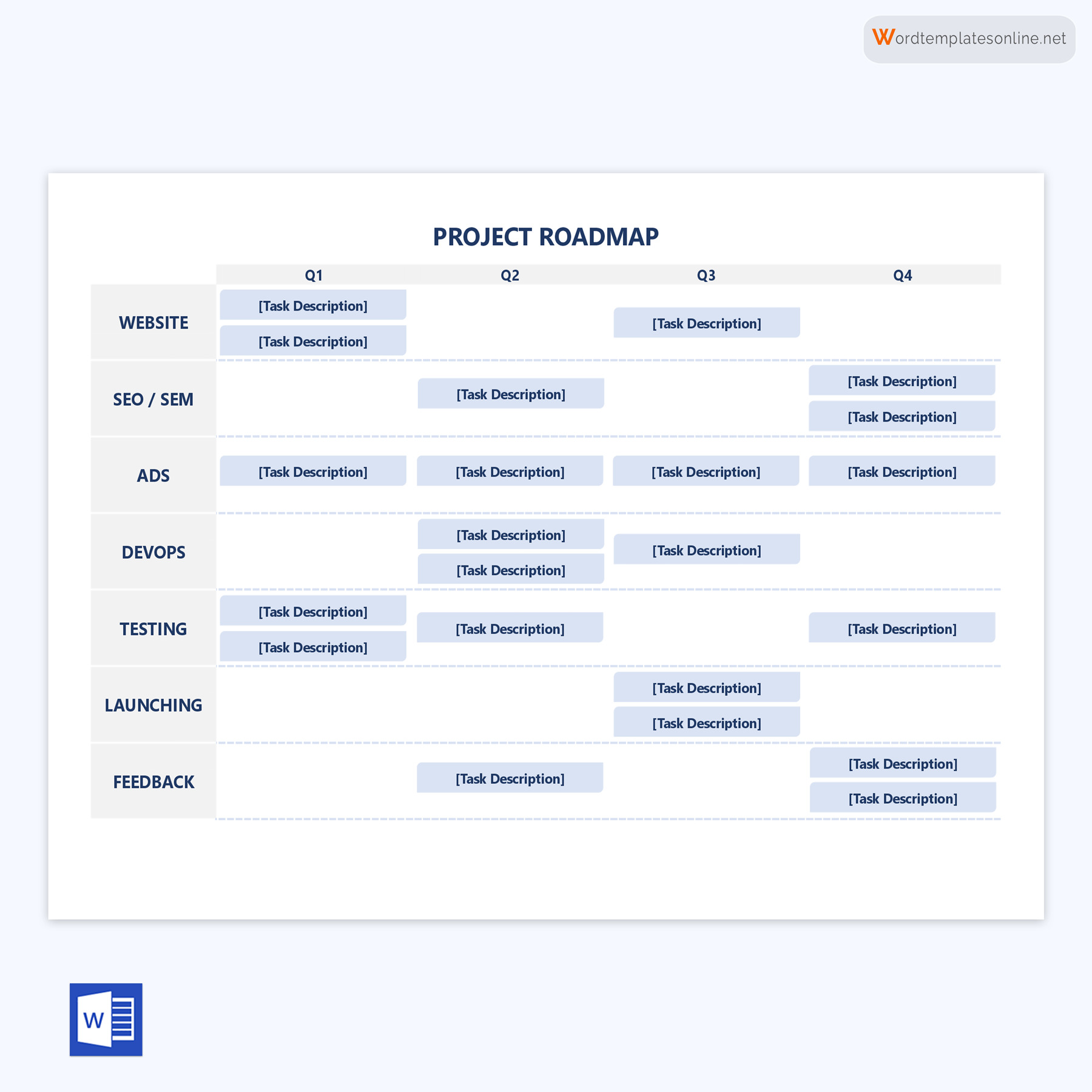 Professional Editable Project Roadmap Template 01 as Word File