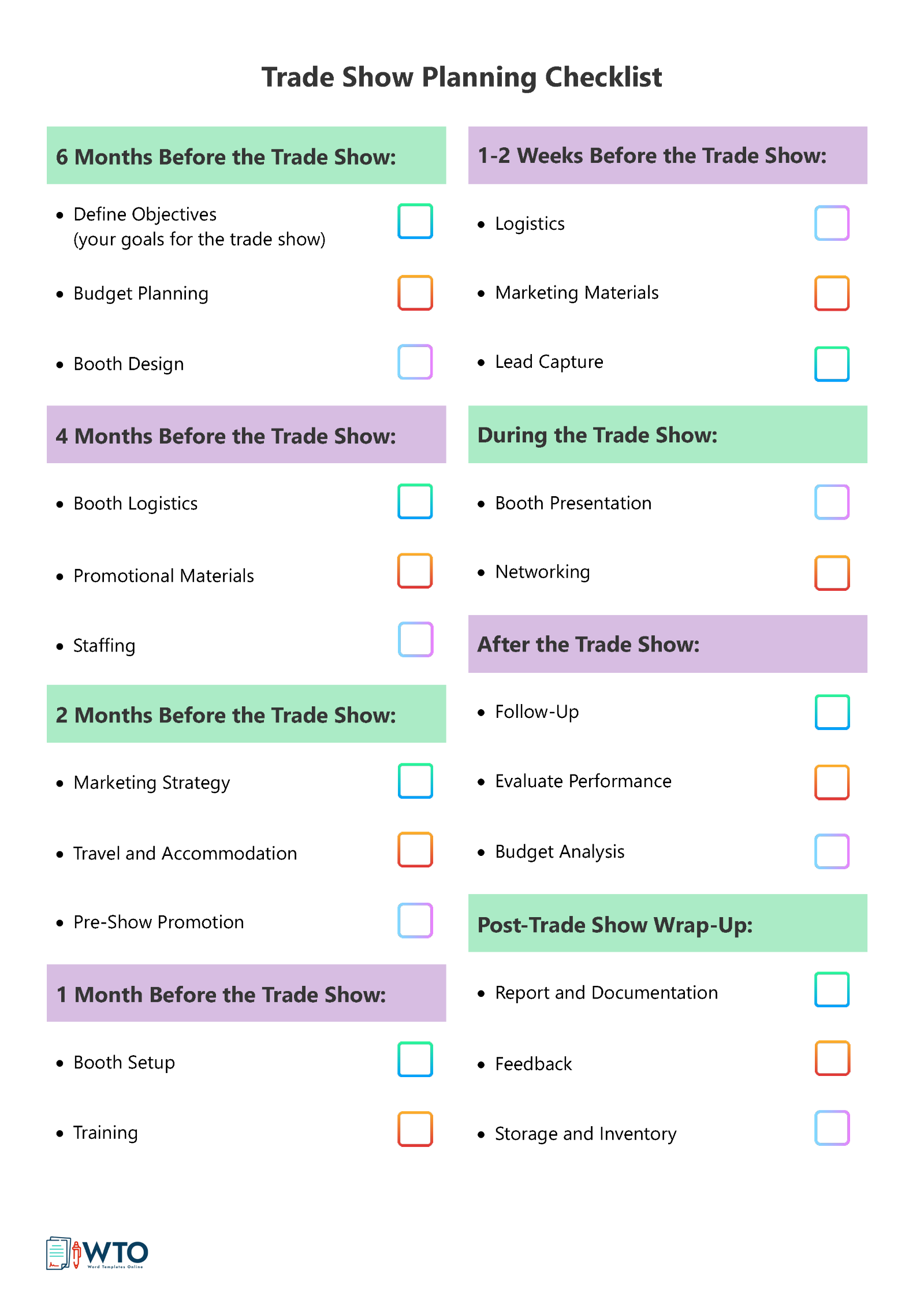Free Trade Show Planning Checklist Template