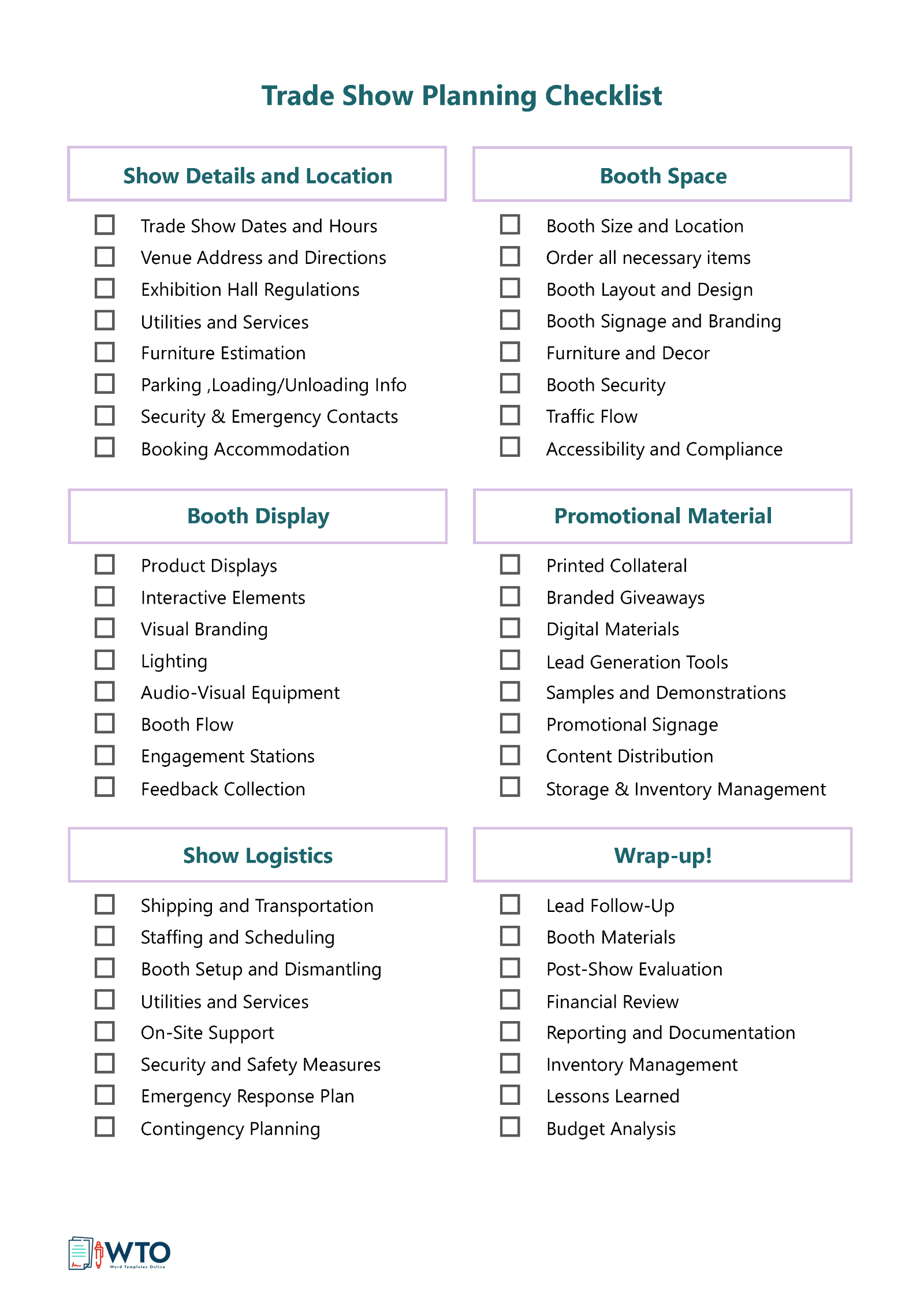Download Free Trade Show Planning Template