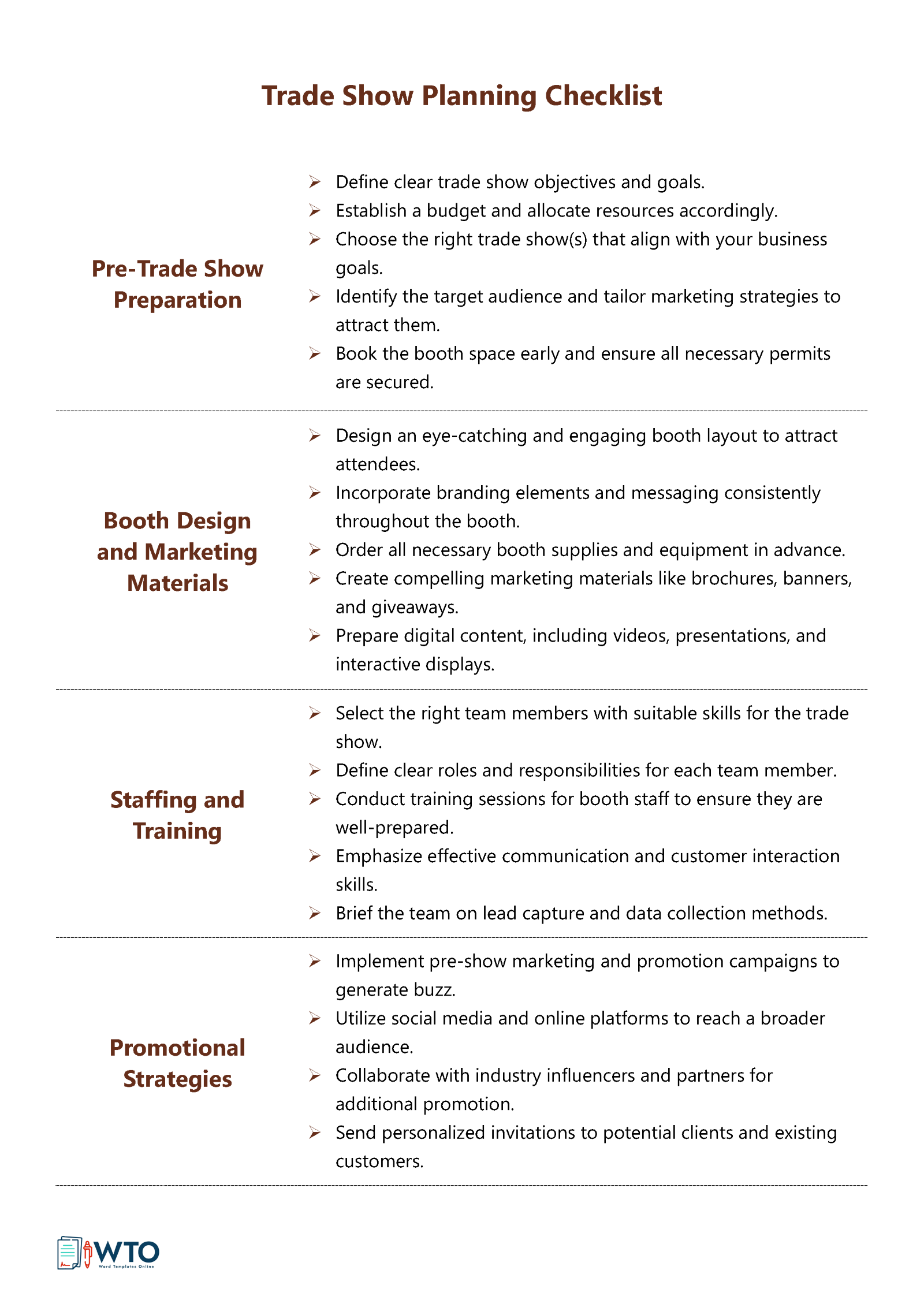 Editable Trade Show Planning Checklist Format
