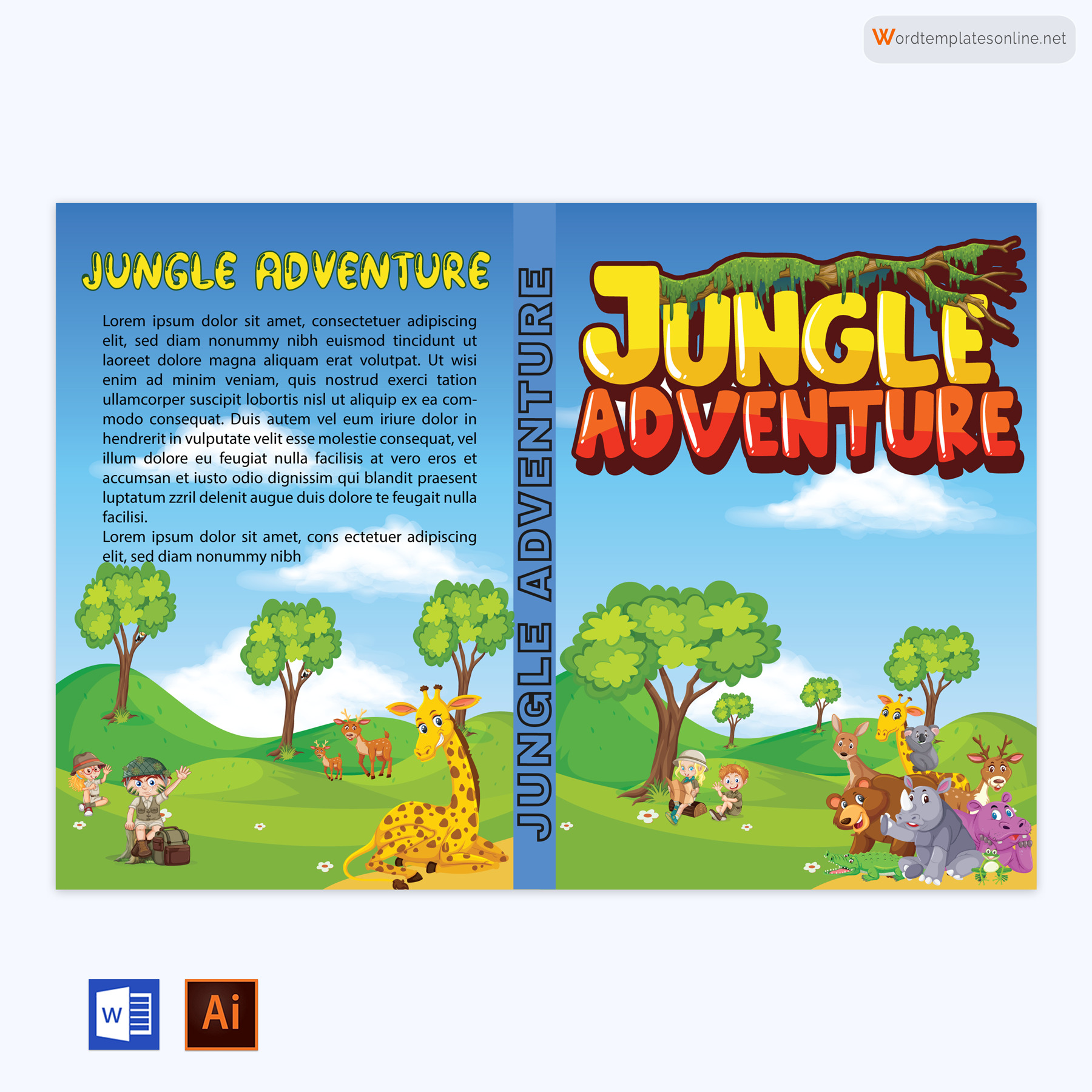 Editable Children Story Book Cover Template in Word and Illustrator