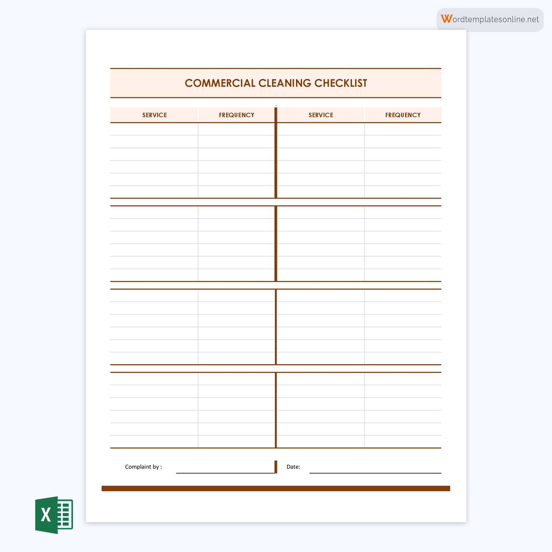 Free Commercial Cleaning Checklist Template Example