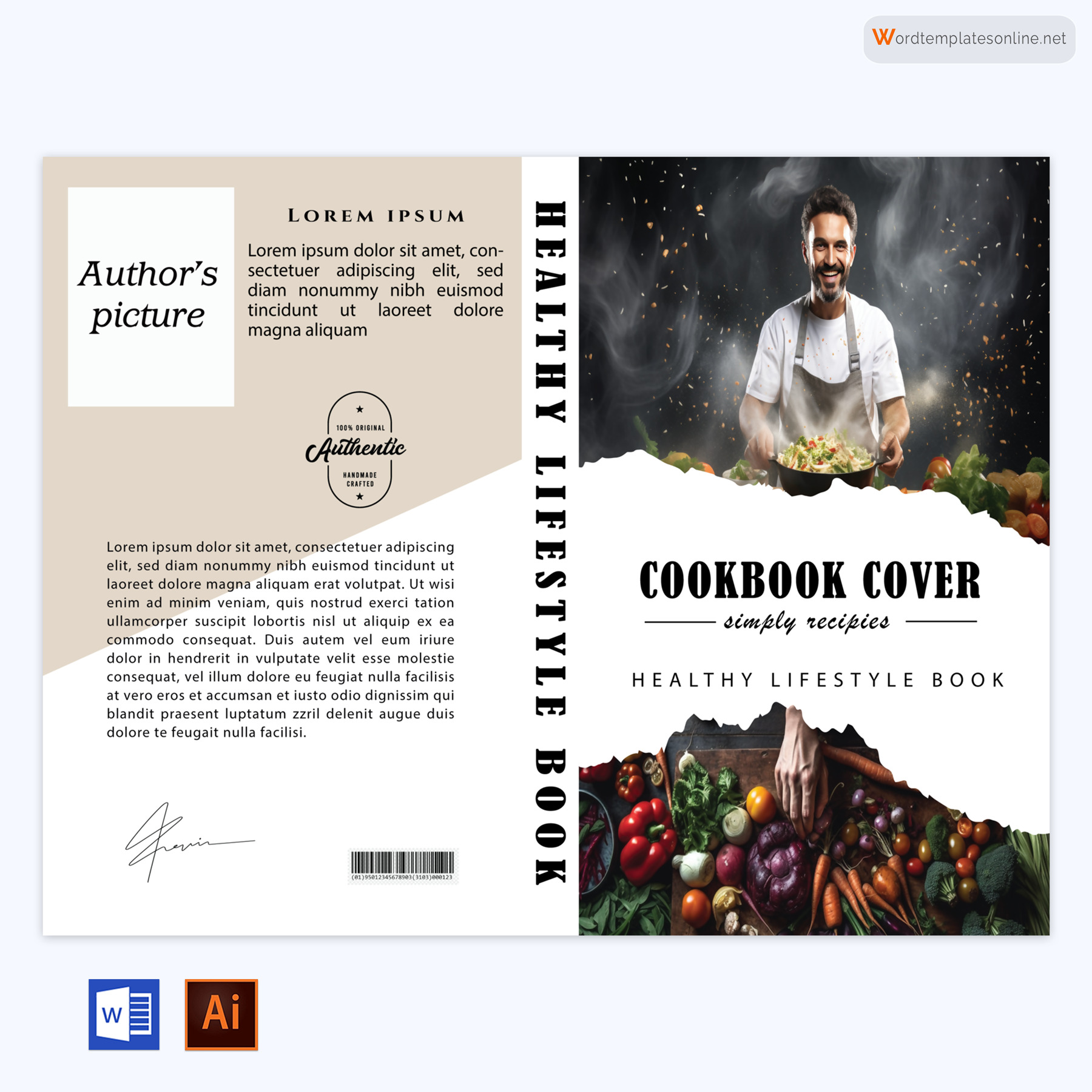 Free Printable Cook Book Cover Template in Word and Illustrator