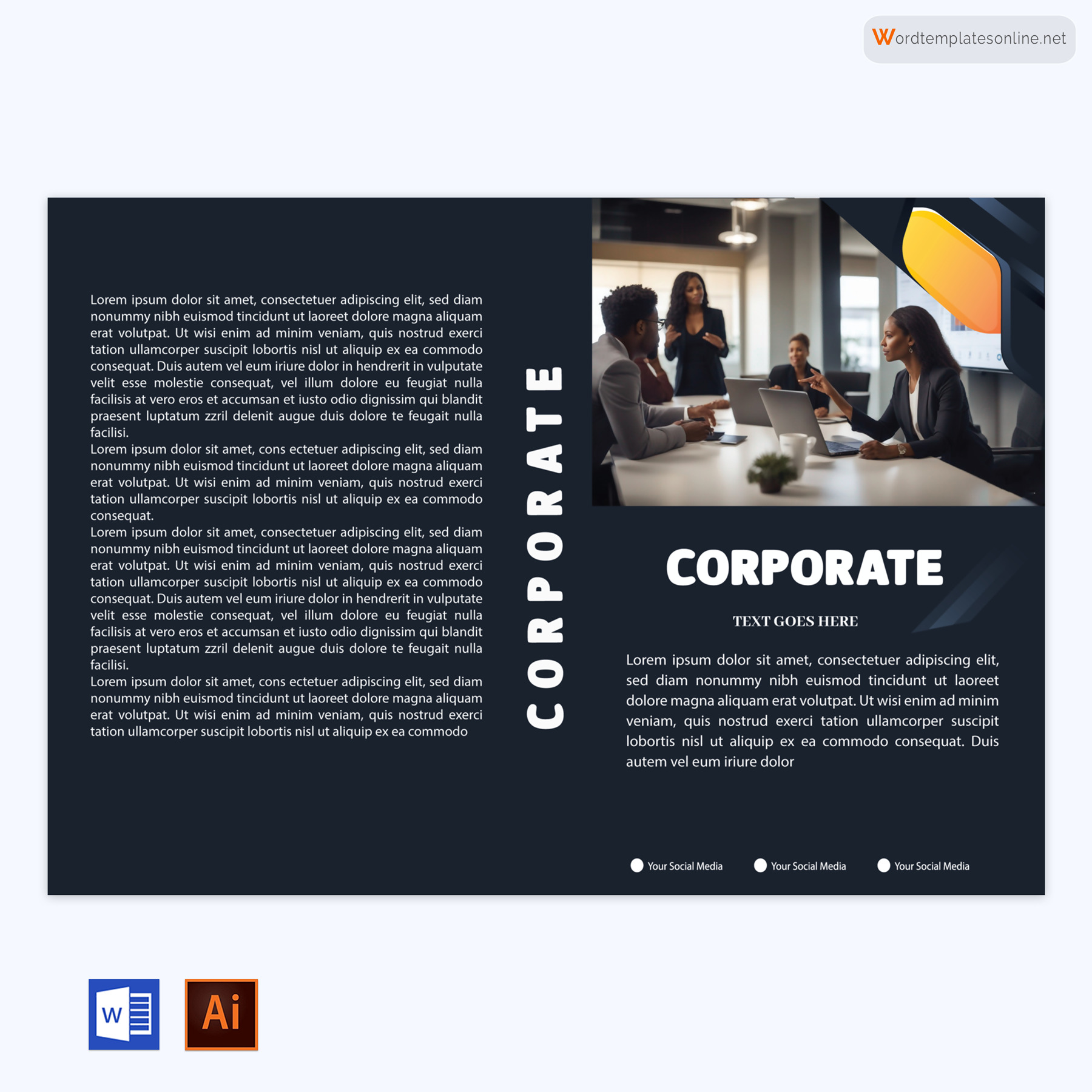 Editable Corporate Business Book Cover Template in Word and Illustrator