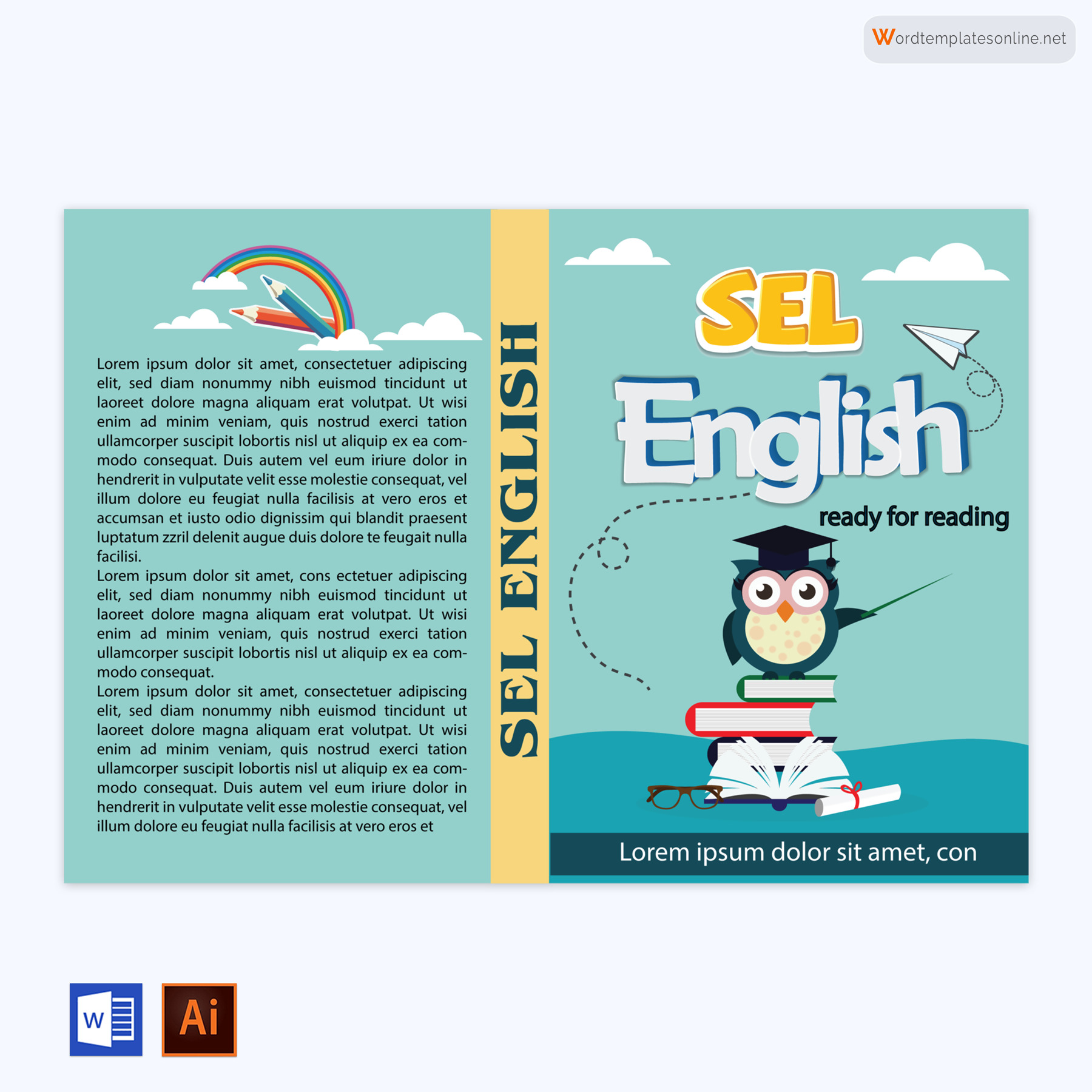 Free Editable English Book Cover Template in Word and Illustrator