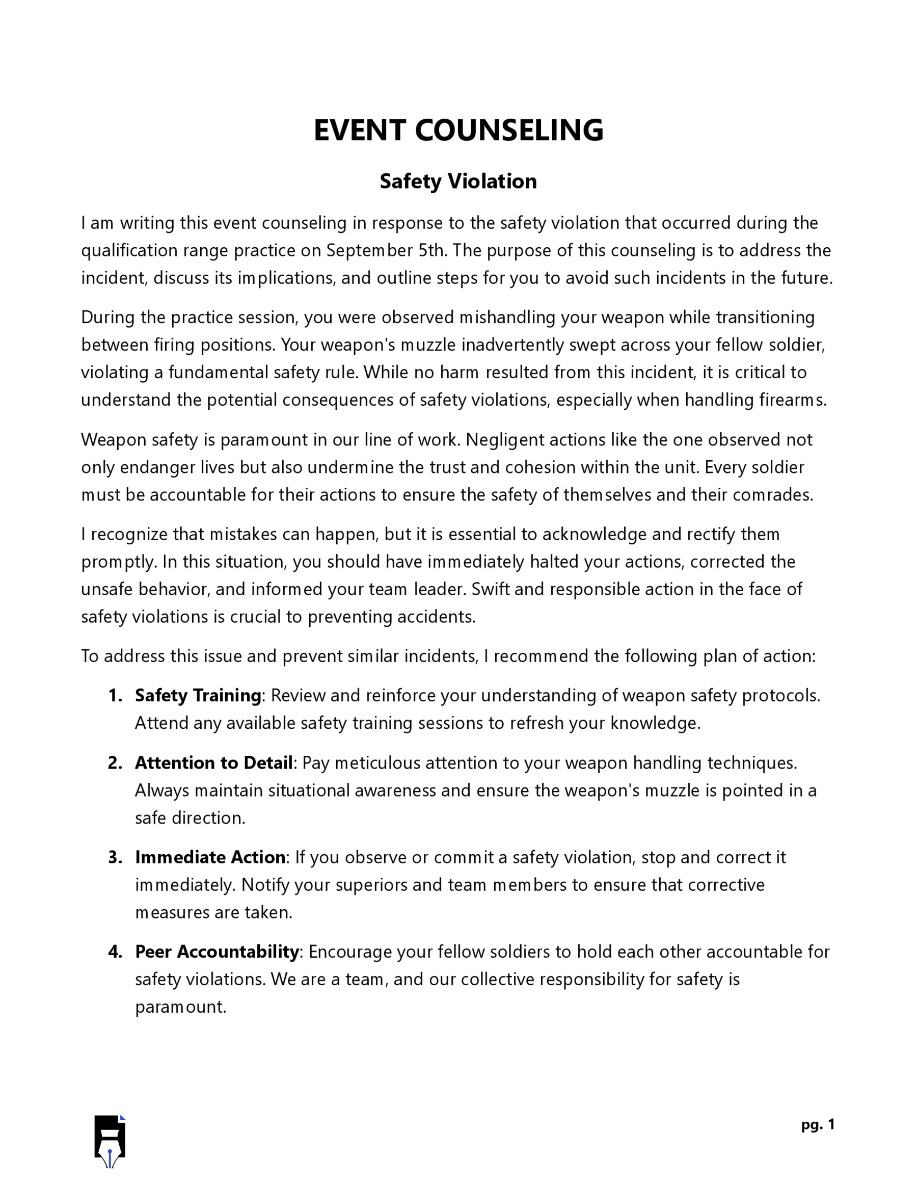 Editable Event Counseling Example
