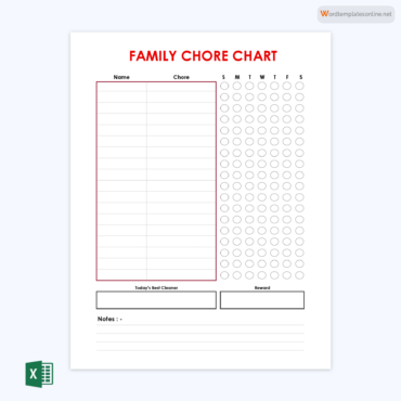 10 Free Family Chore Chart Templates - Printable