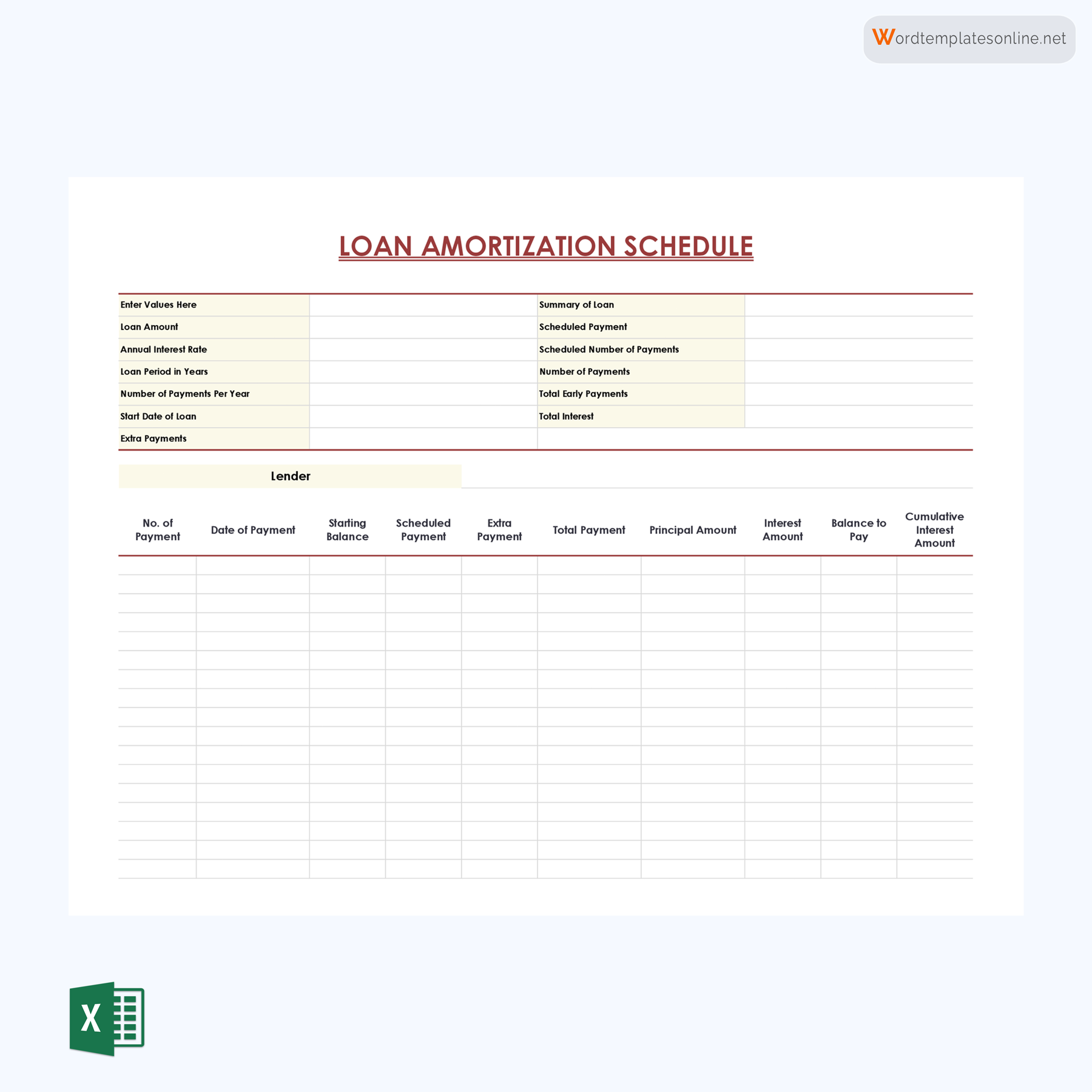 Printable Loan Amortization Schedule Format