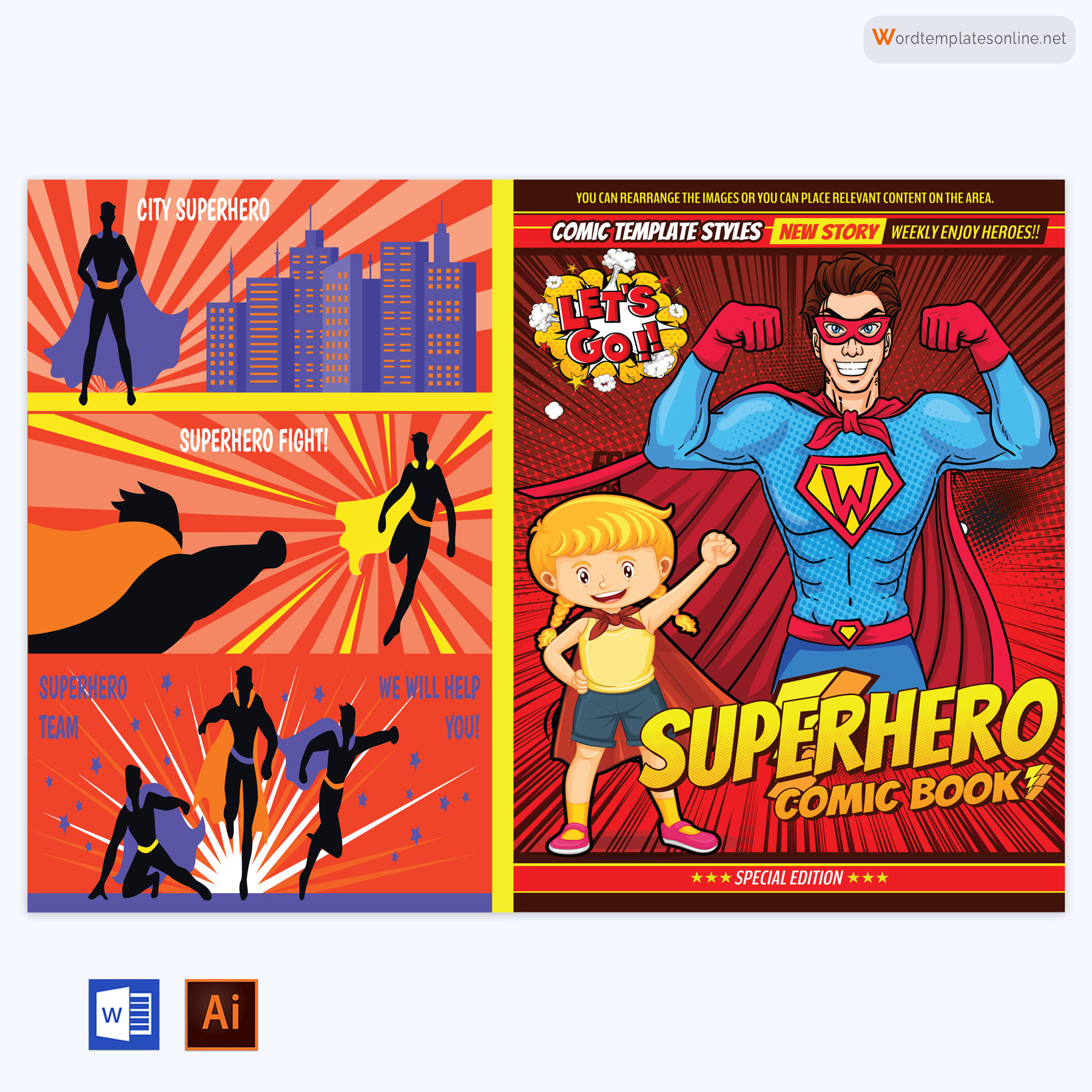 Free Printable Superman Comic Book Cover Template in Word and Illustrator