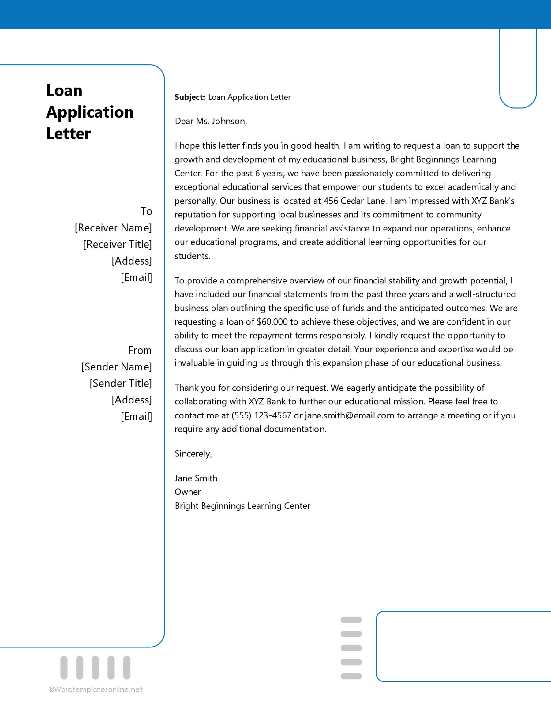 Printable Loan Application Format Sample