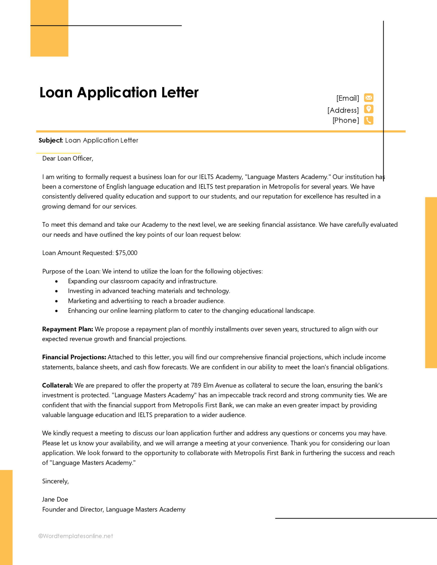 Printable Loan Request Template