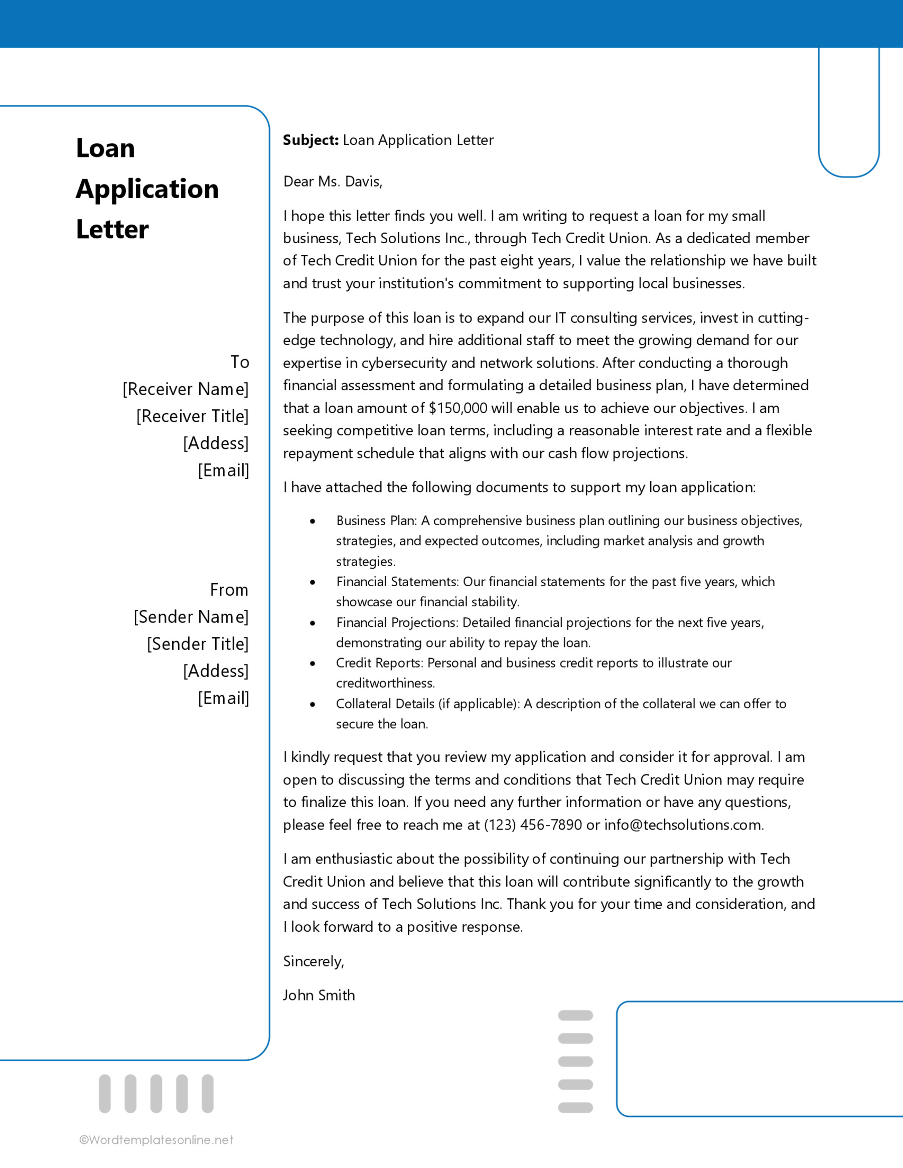 Sample Loan Application Letter Format